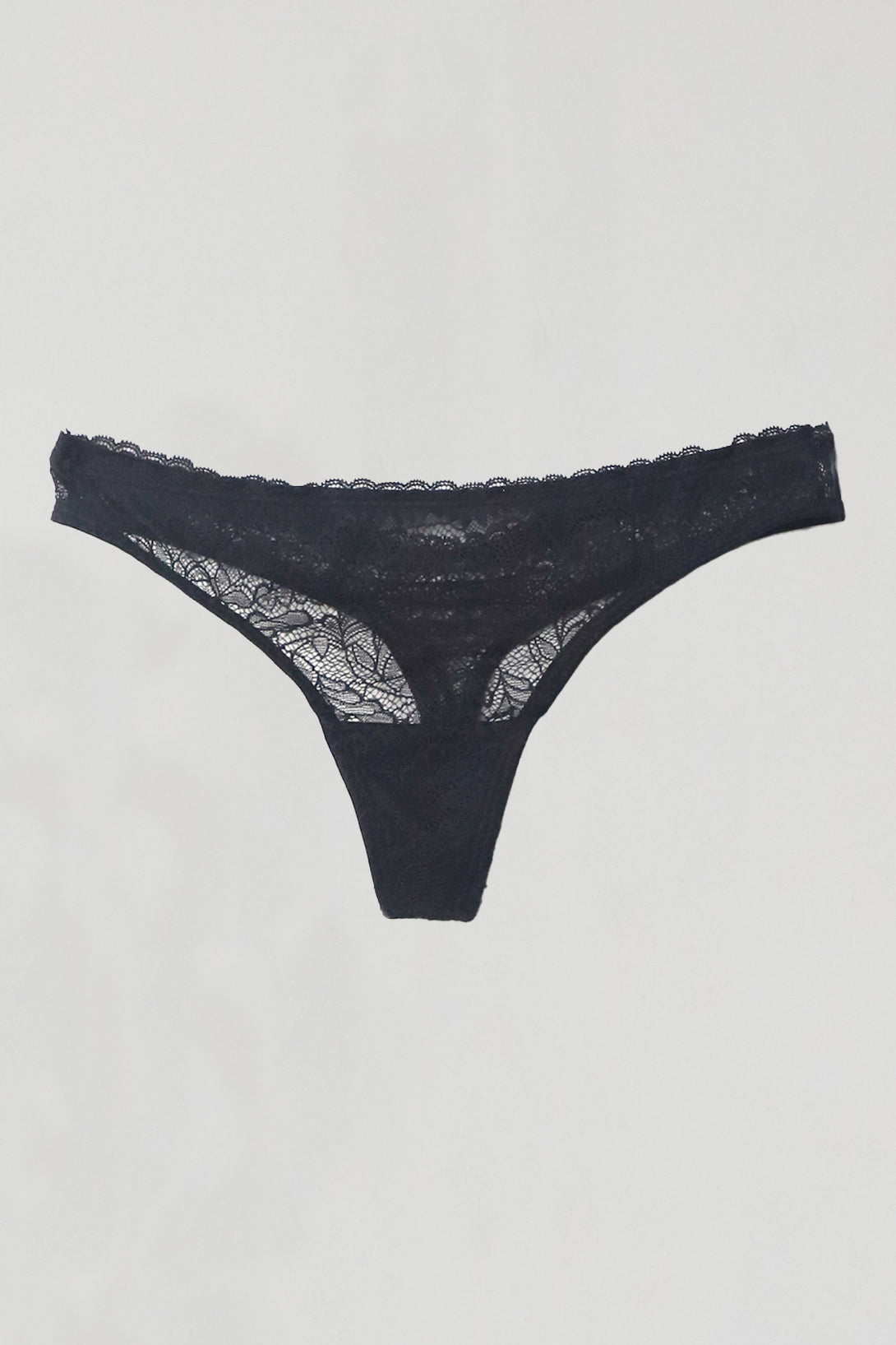 Women's Black Lace Thong Panty