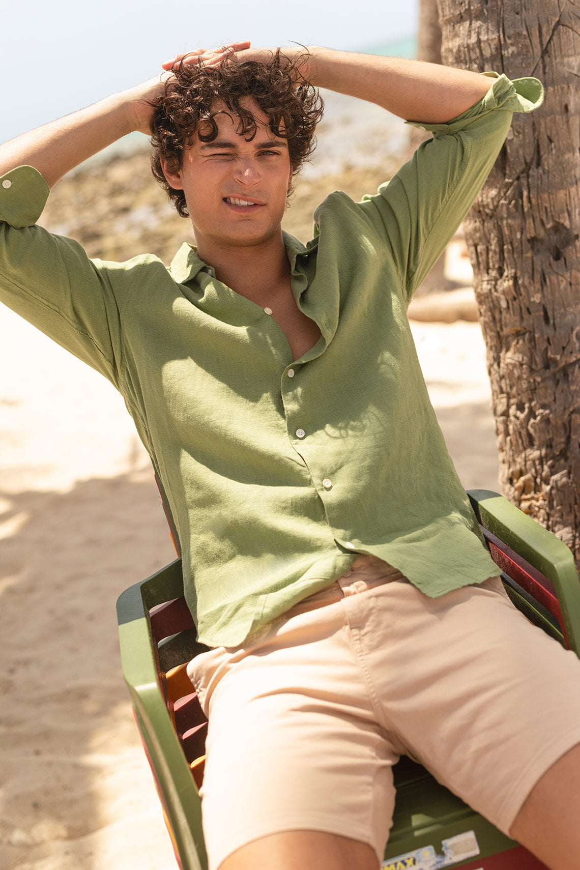 Shirt for Women Linen Blue Relaxed Fit with Buttons