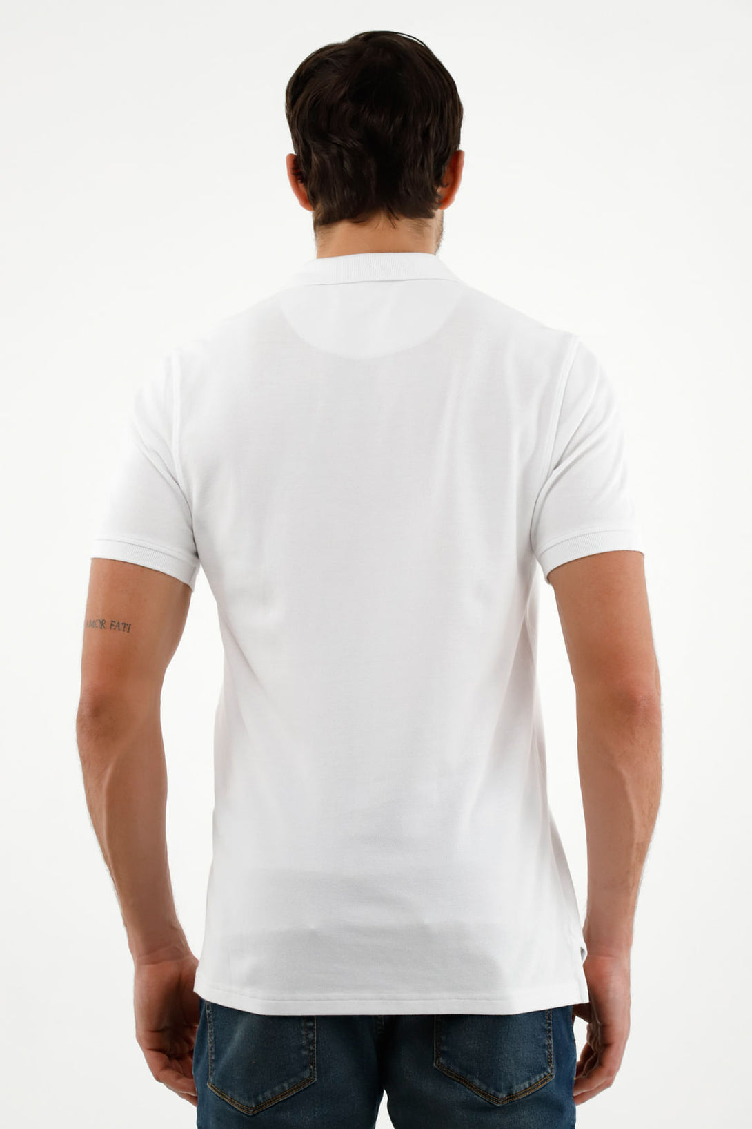 Polo blanca con raqueta multicolor para hombre