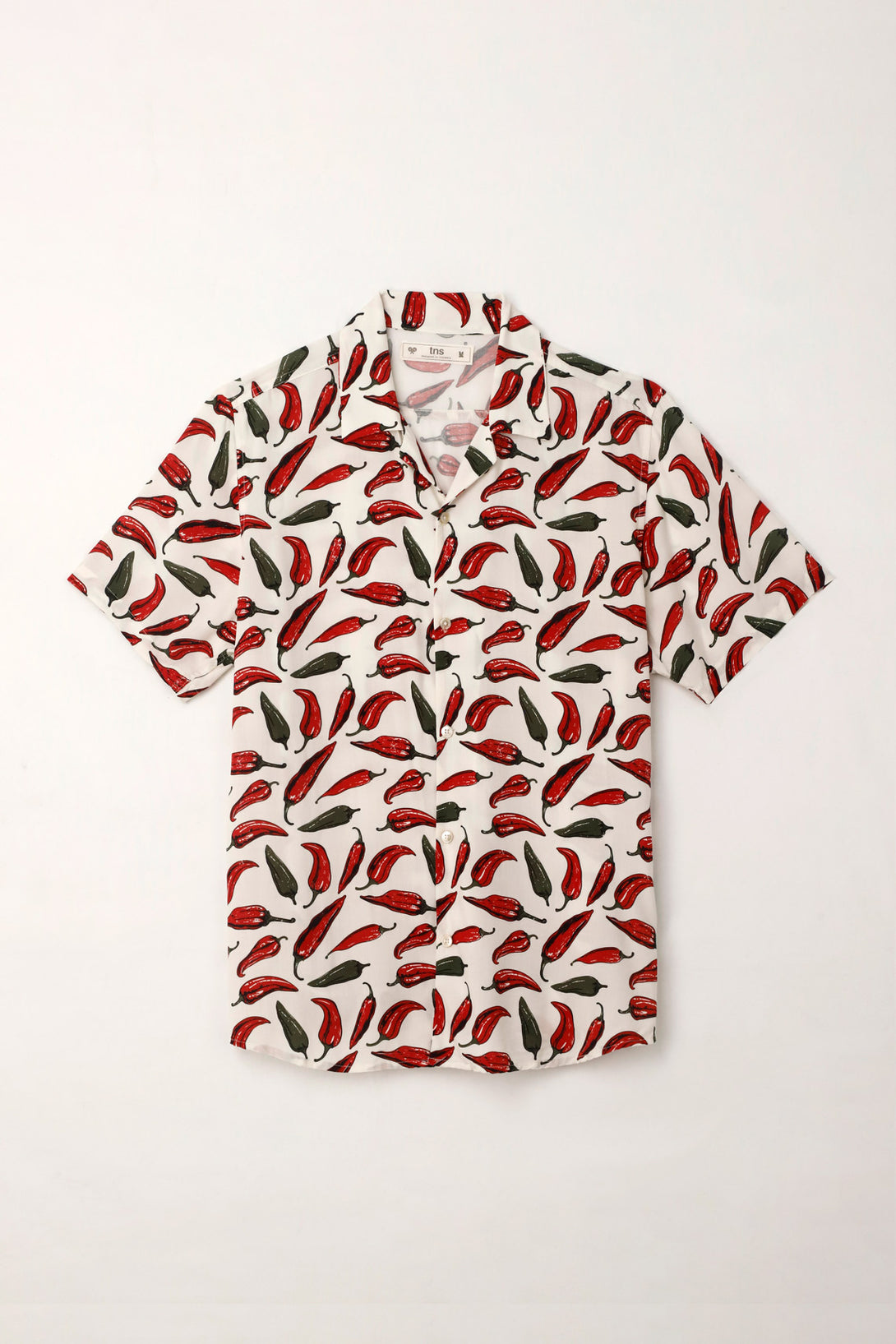 Men's Bowling Shirt with Chili Print