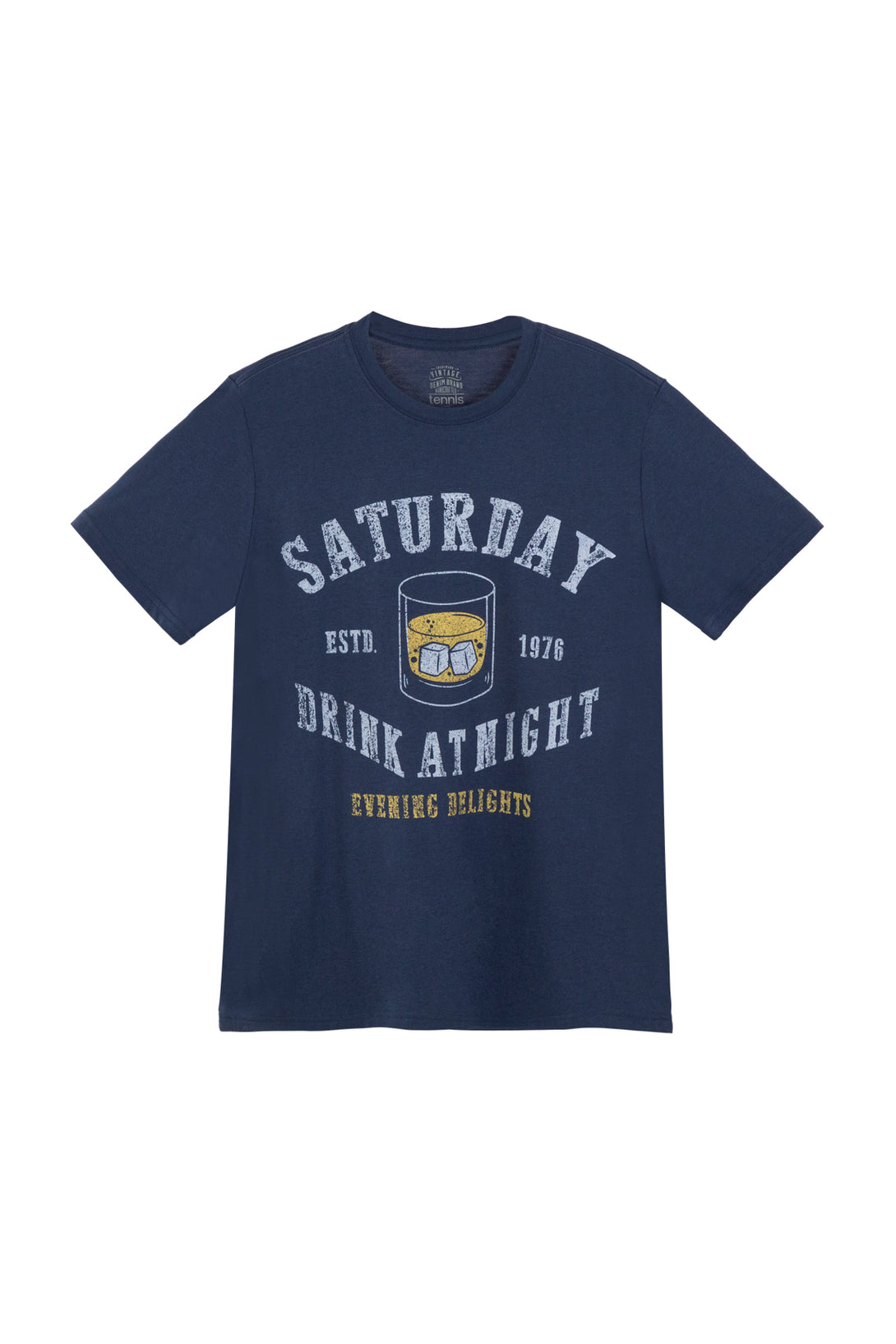 Men's Blue Front Print T-Shirt