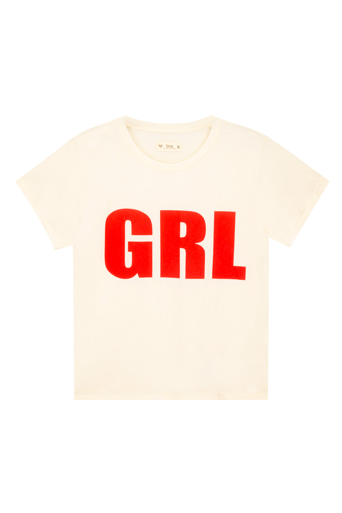 Women's Basic Cream Printed T-Shirt