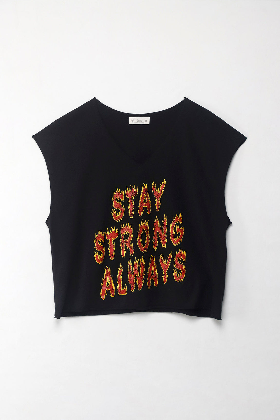 Camiseta Boxy fit manga sisa negra para mujer