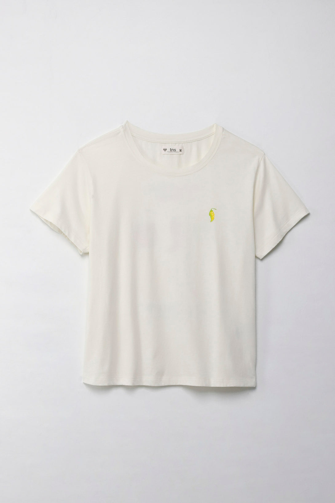 Camiseta con estampado en frente y espalda crudo para mujer