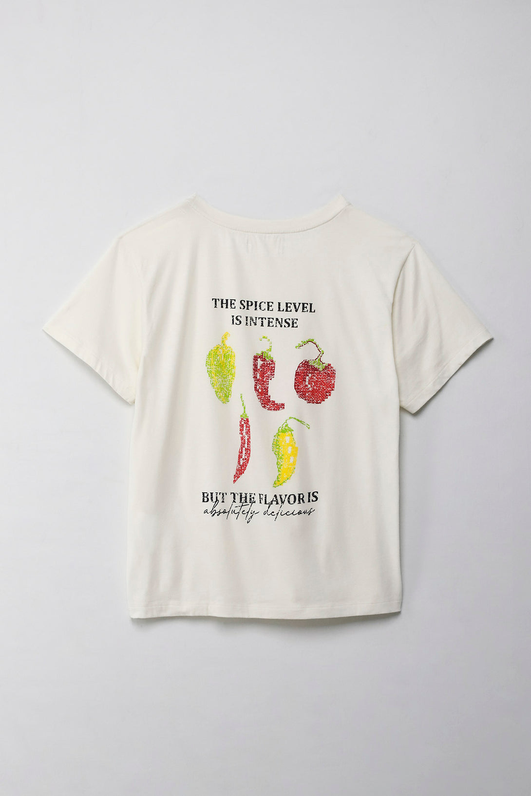 Camiseta con estampado en frente y espalda crudo para mujer