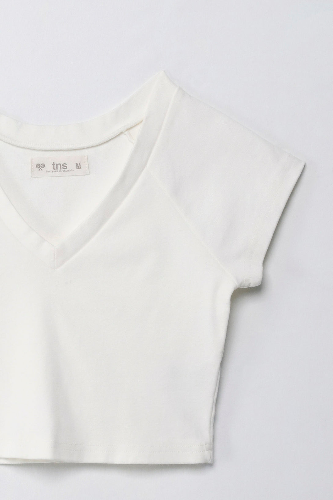 Women's Cream Crop Top with V-Neck