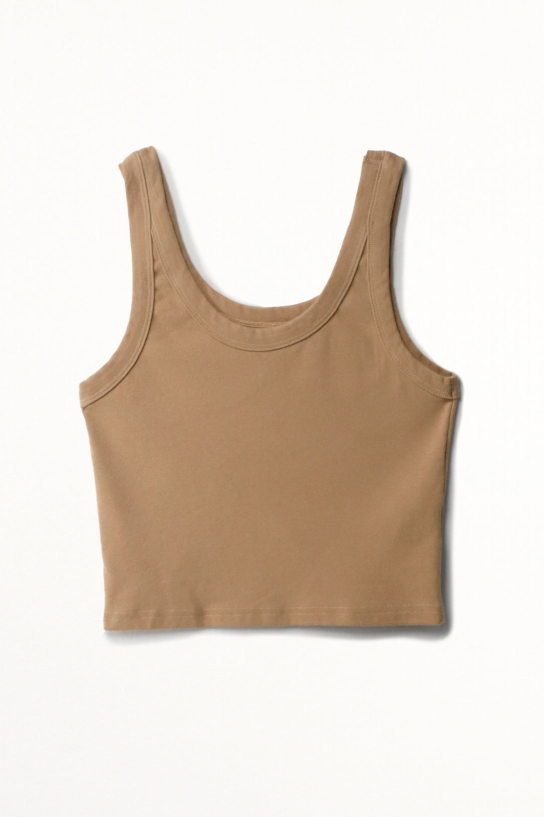 Camiseta crop en rib crudo para mujer