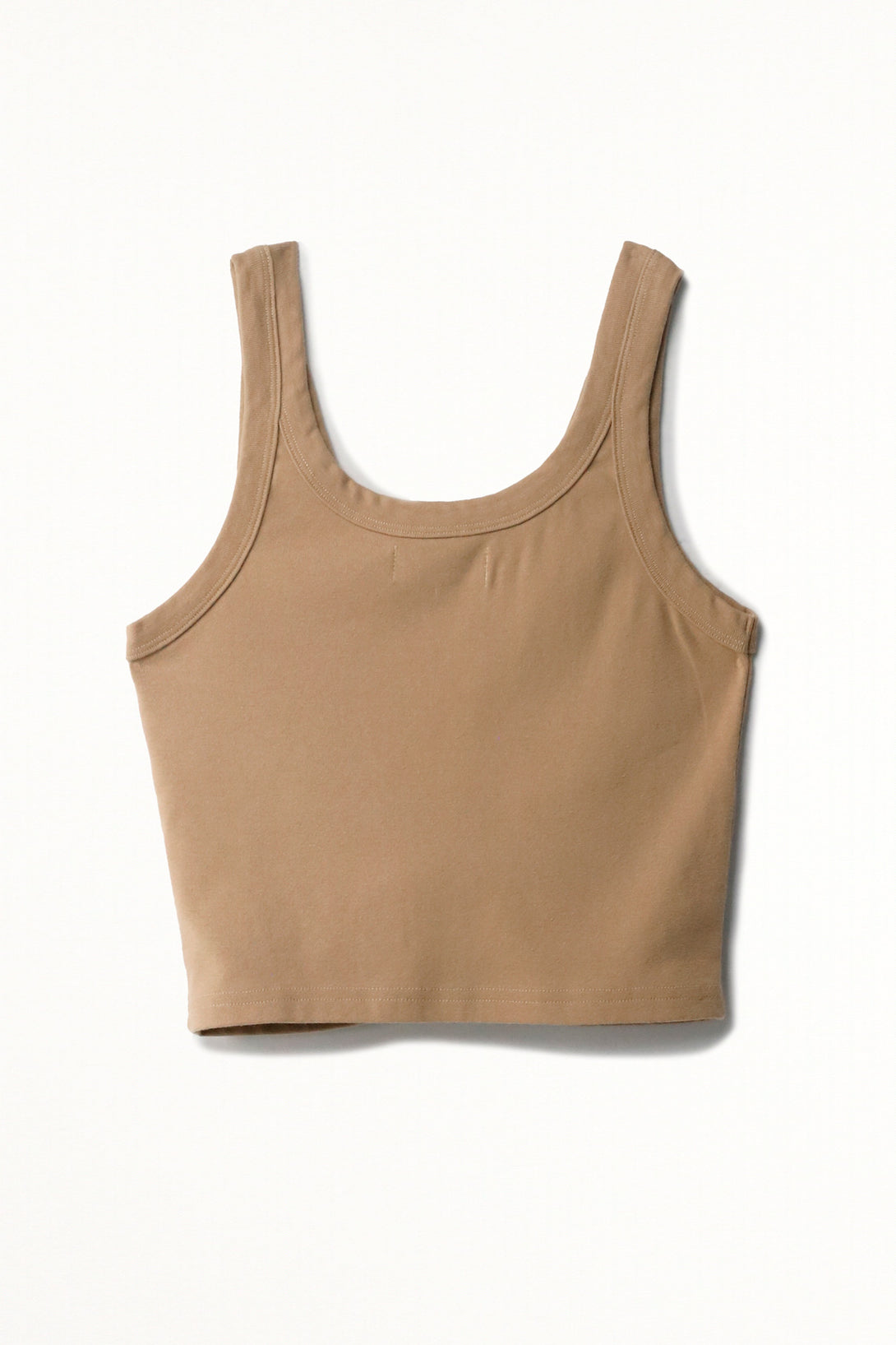 Camiseta crop en rib crudo para mujer