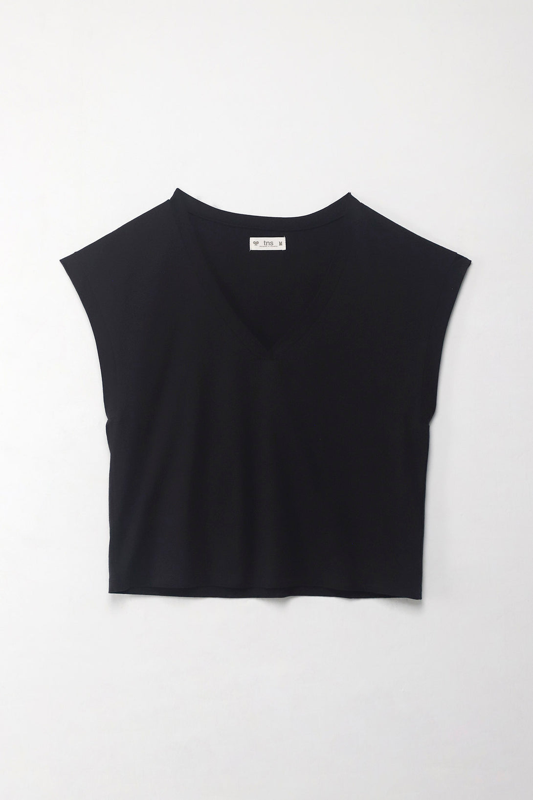 Camiseta manga sisa negra para mujer