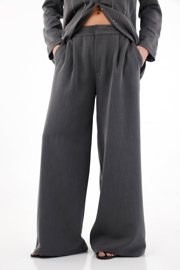 Women's Tailored Gray Wide Leg Pants