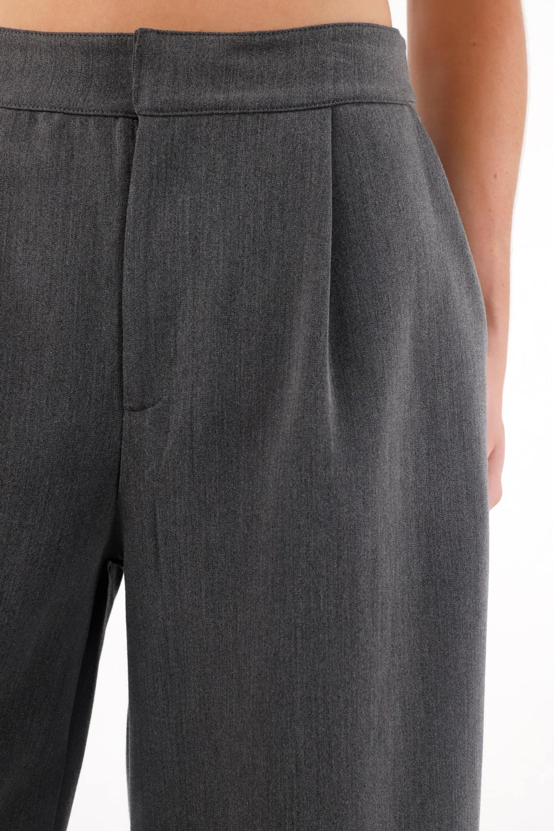 Pantalón Wide Leg tela tipo sastre gris para mujer