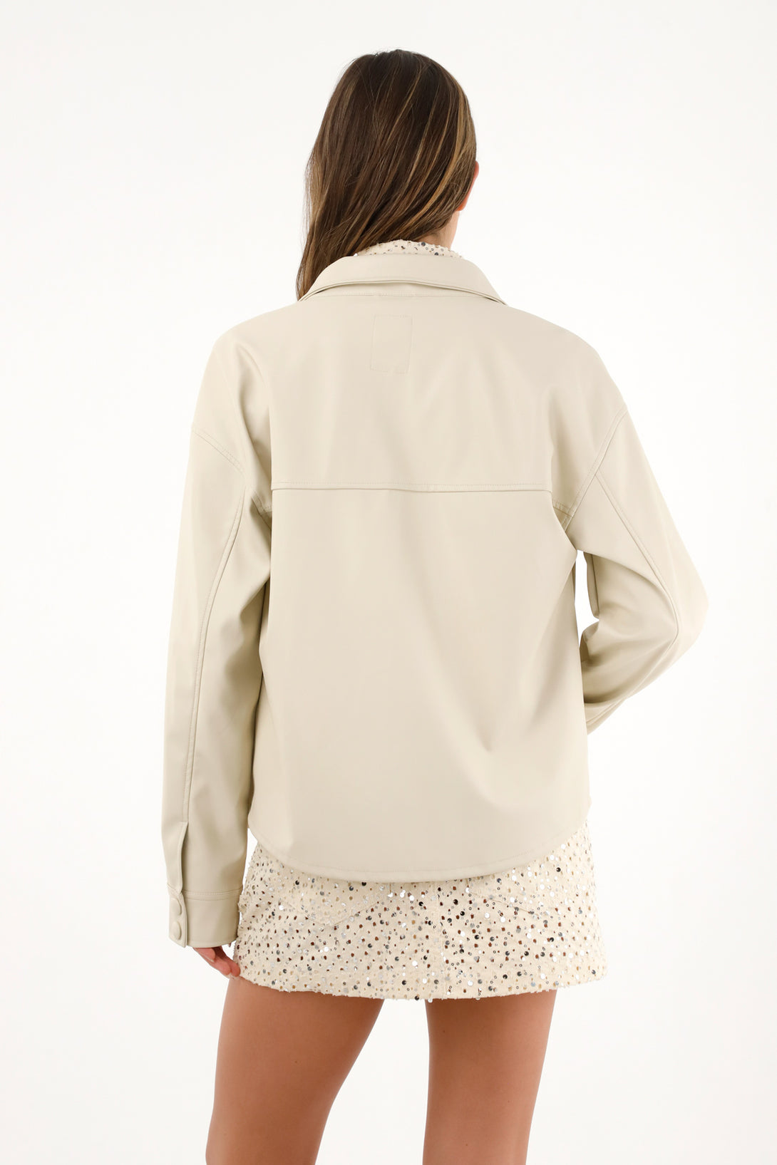 Chaqueta en cuero sintético crudo para mujer