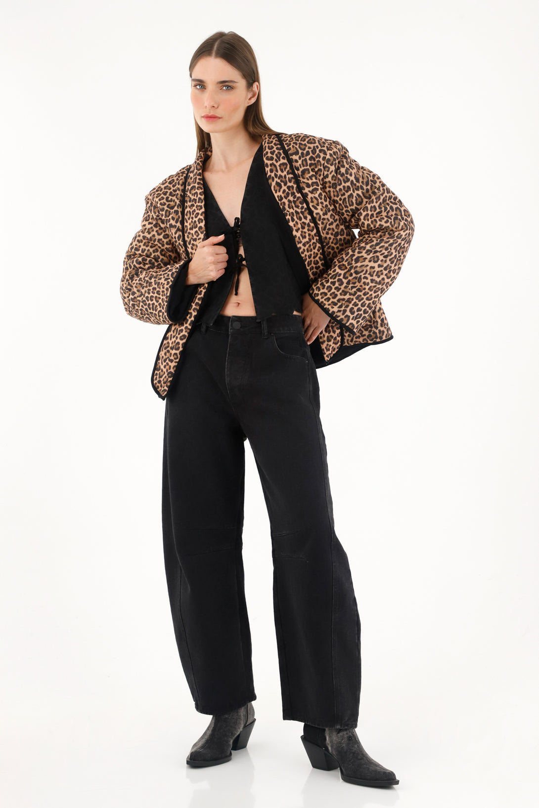 Abrigo estampado animal print para mujer