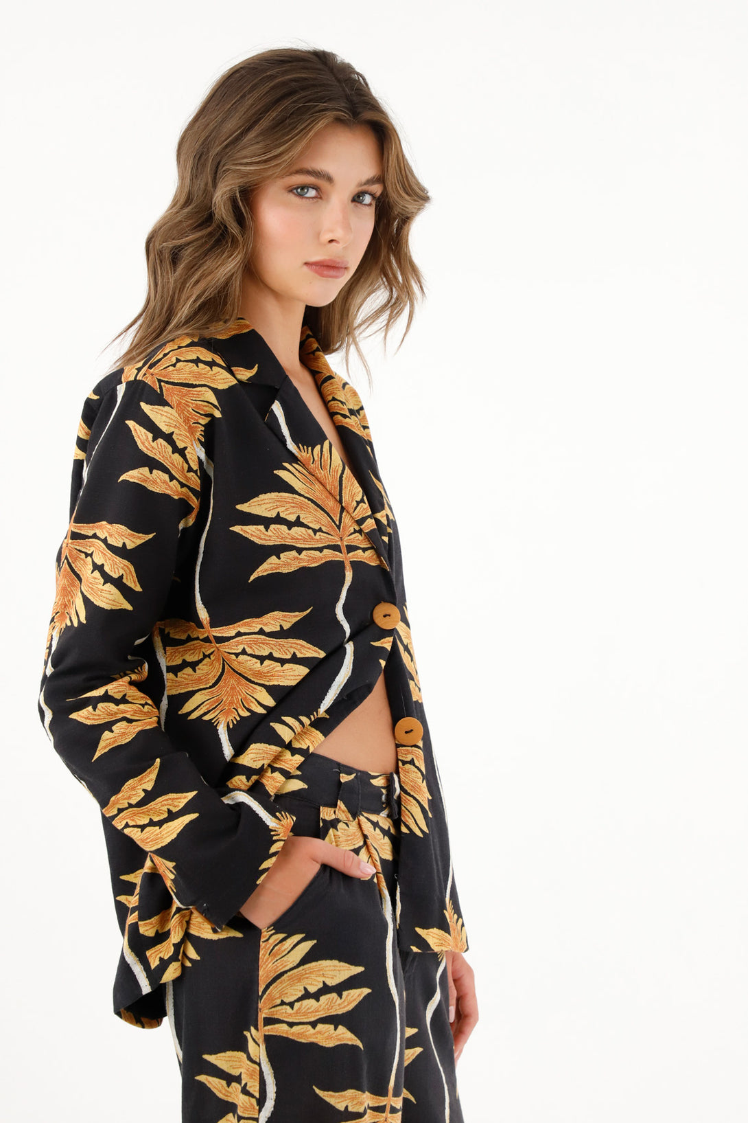 Women's Black Printed Oversized Coat