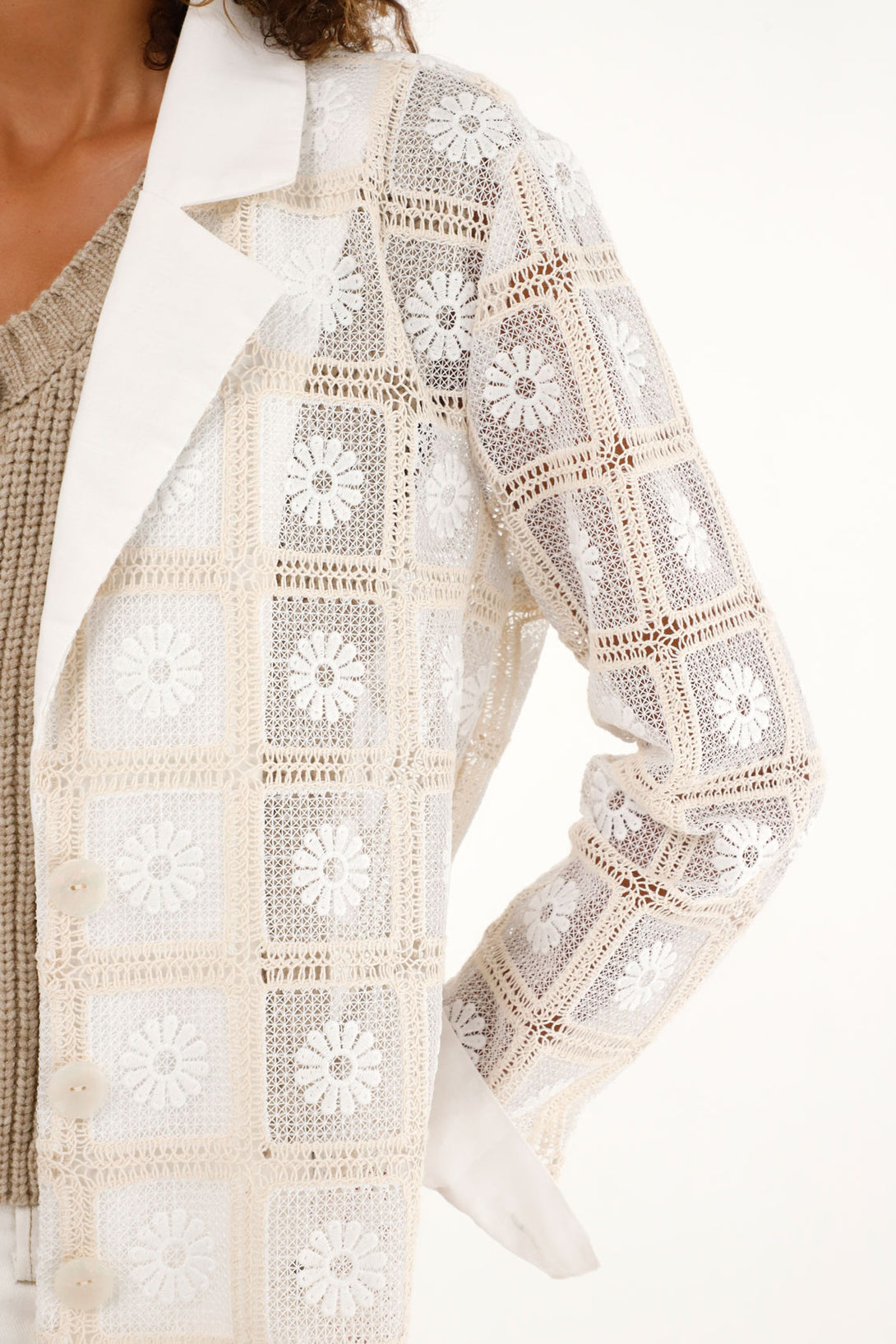 Blazer jacket with knit details for women