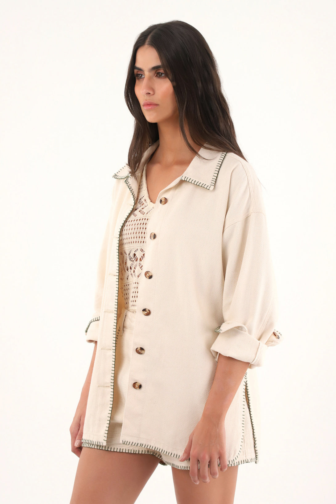 Women's 100% Cotton Embroidered Coat