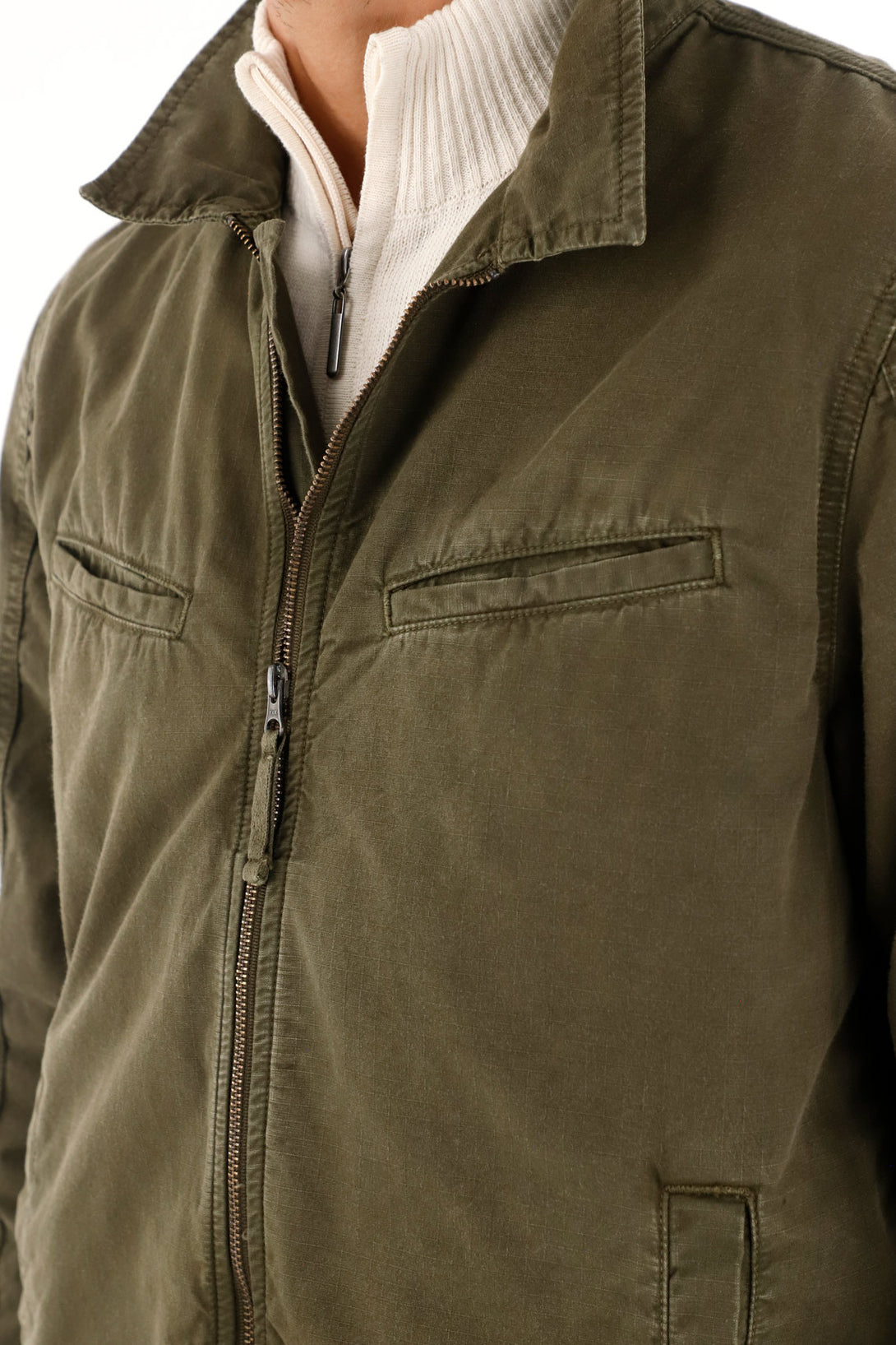 Classic Green Front-Zip Coat for Men