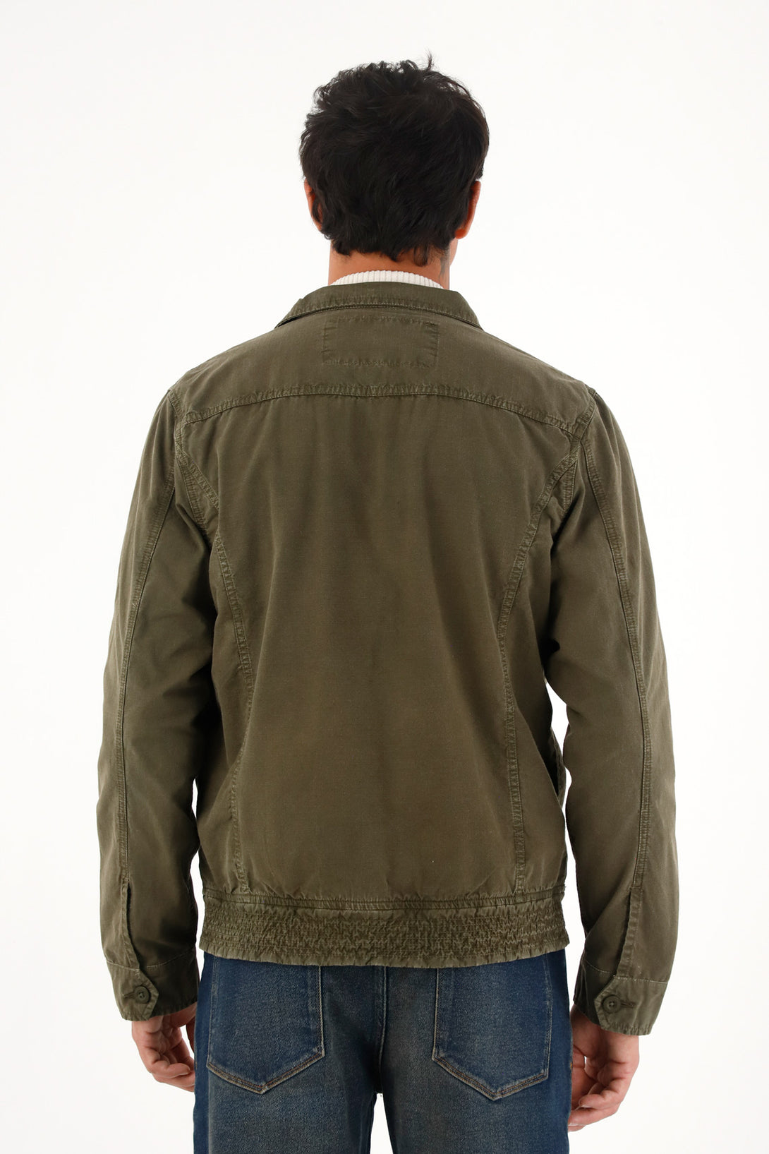 Classic Green Front-Zip Coat for Men