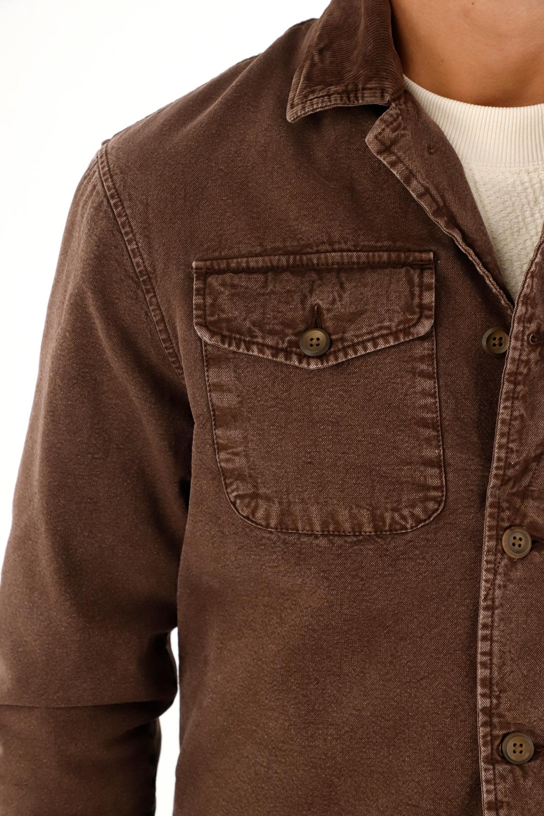 Men's Brown Corduroy Collar Coat