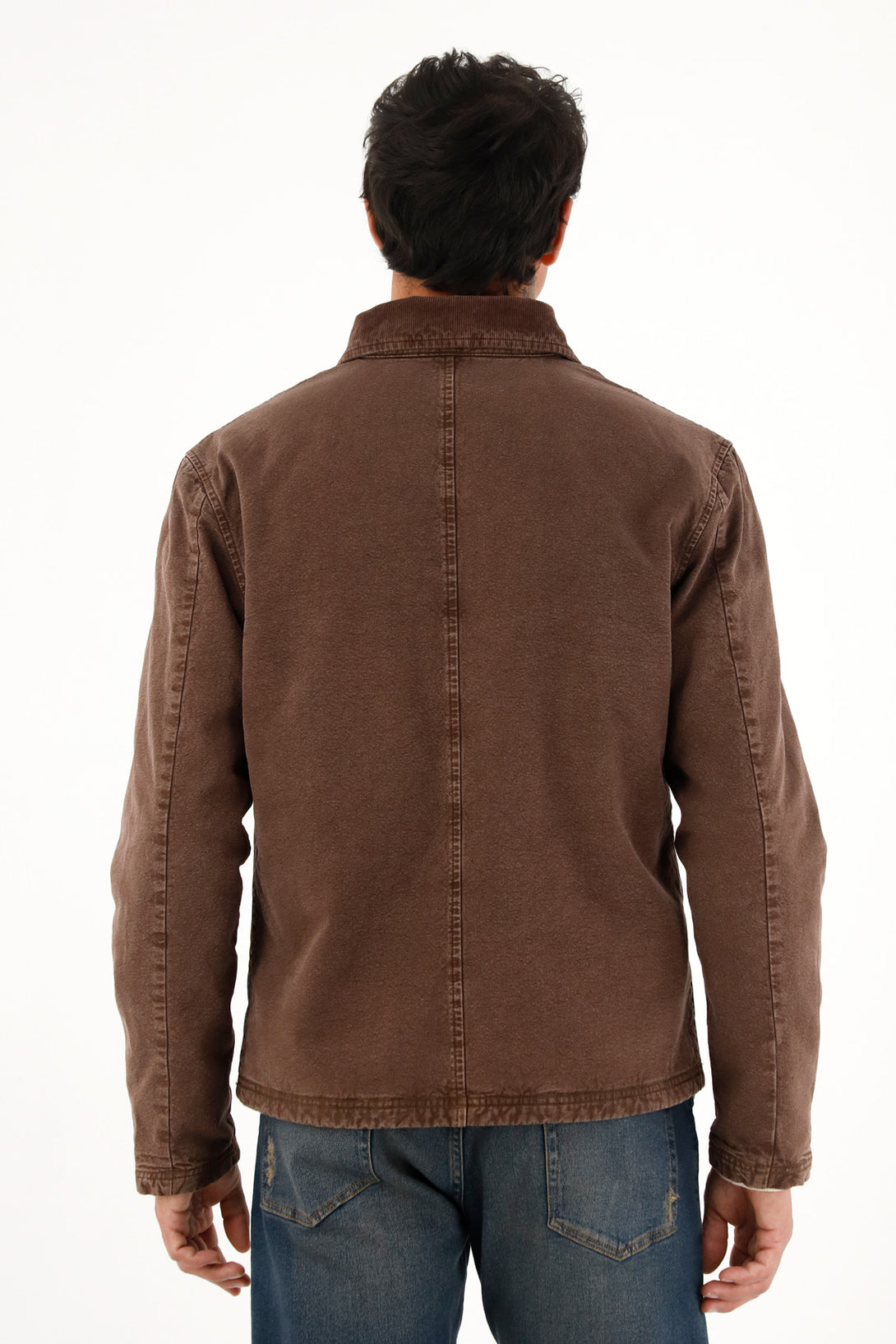 Men's Brown Corduroy Collar Coat