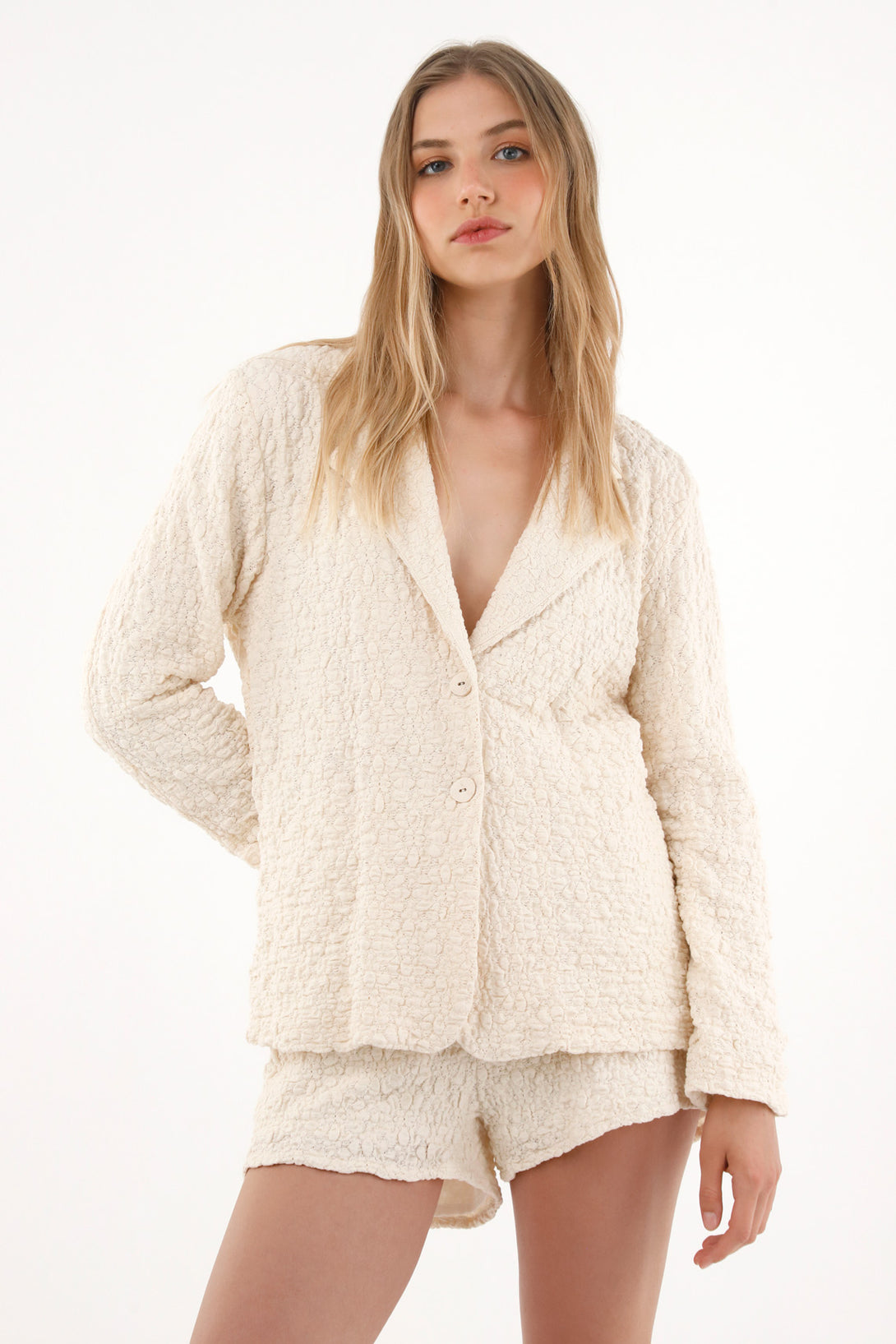 Women's Cream Blazer Coat