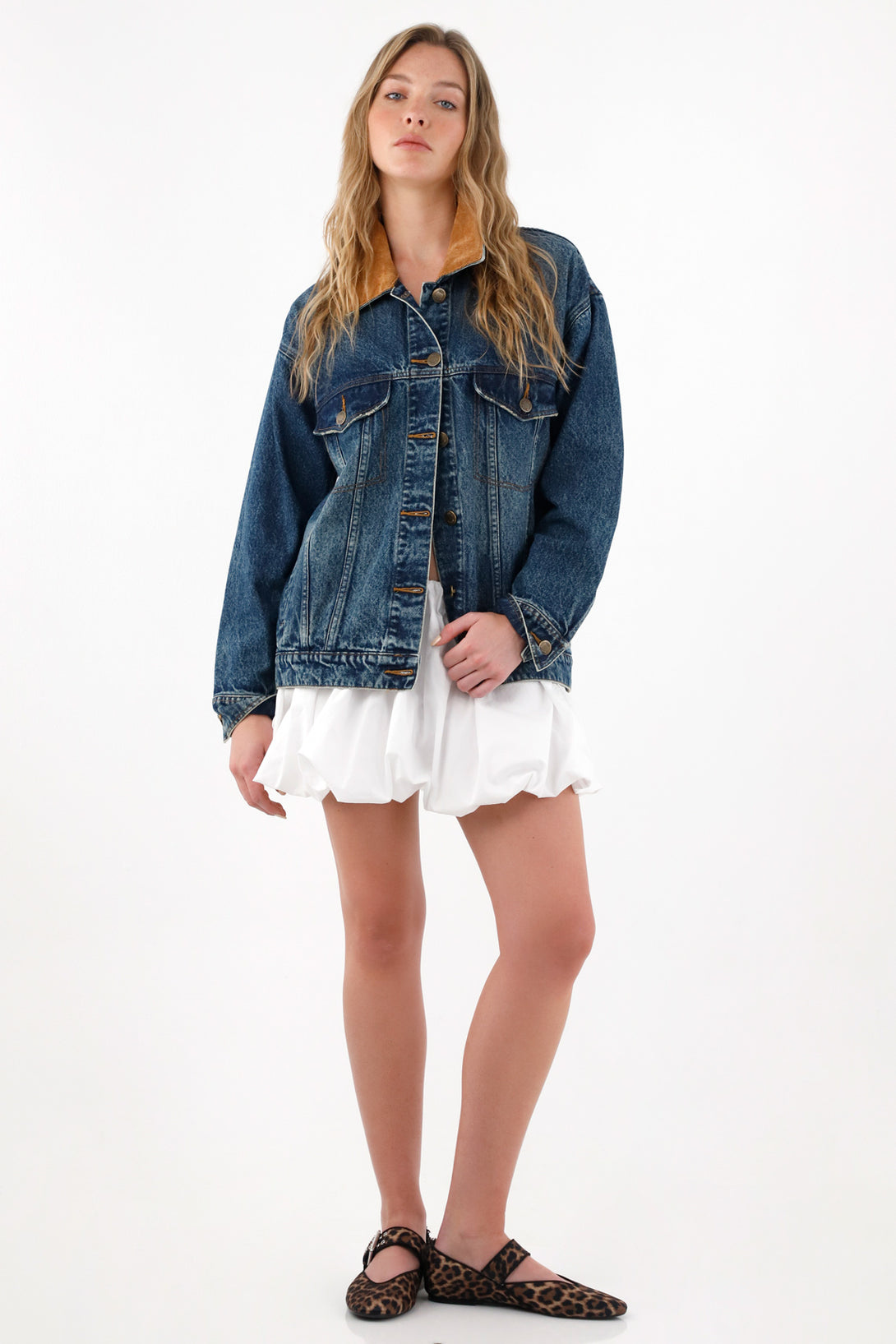 Women's Oversized Corduroy Collar Trucker Jacket