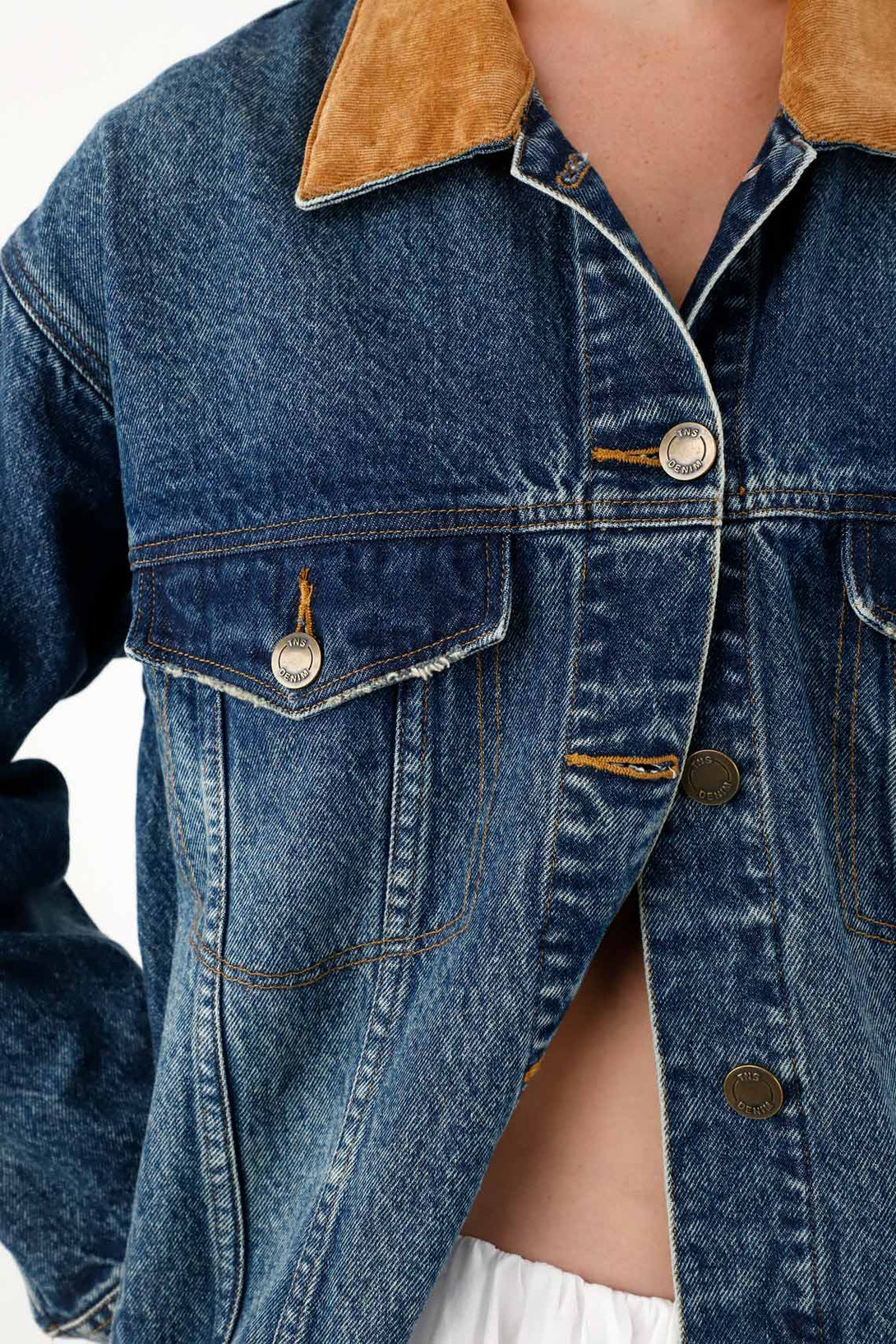 Women's Oversized Corduroy Collar Trucker Jacket