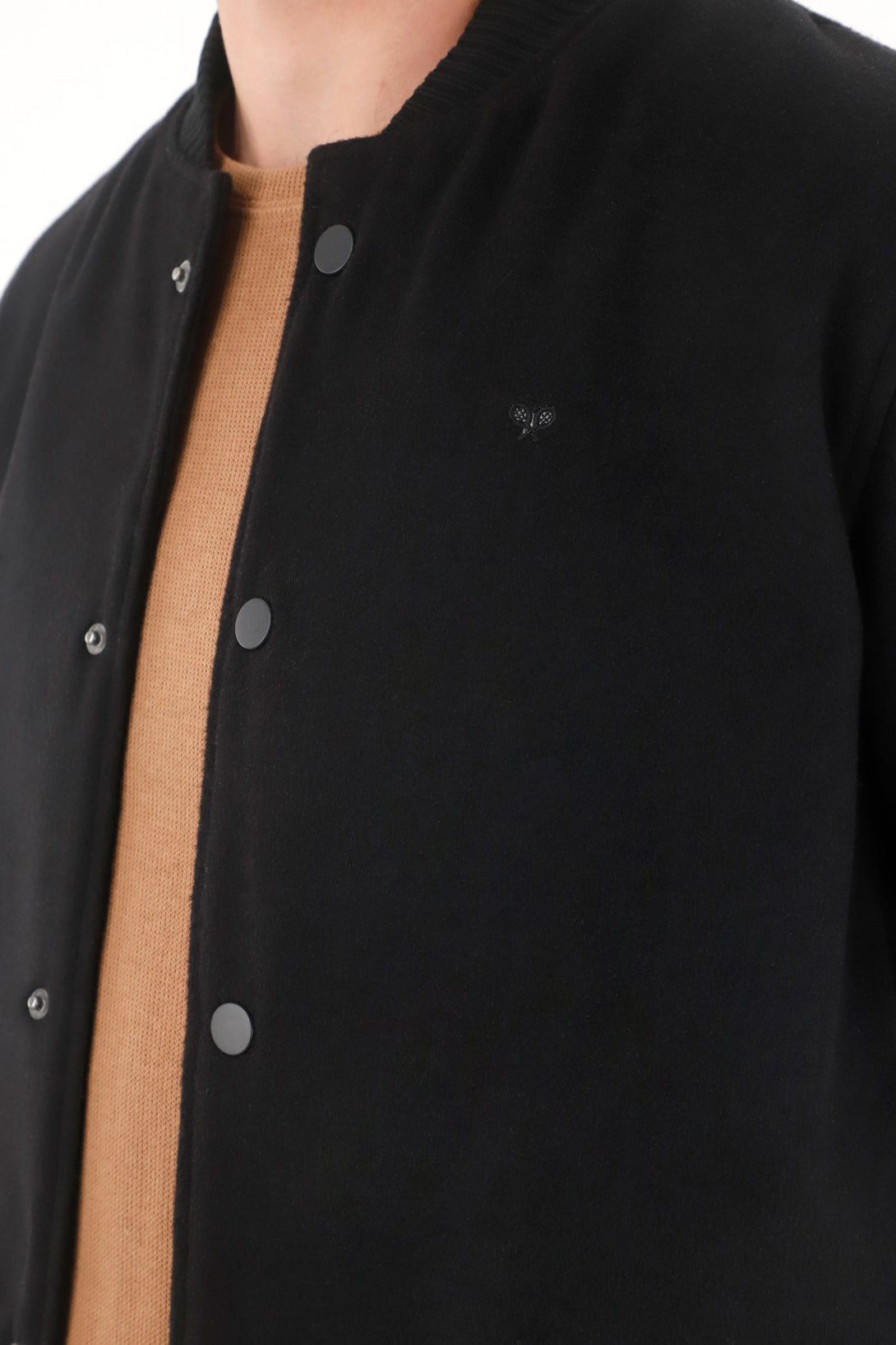 Chaqueta Bomber afelpada negra para hombre
