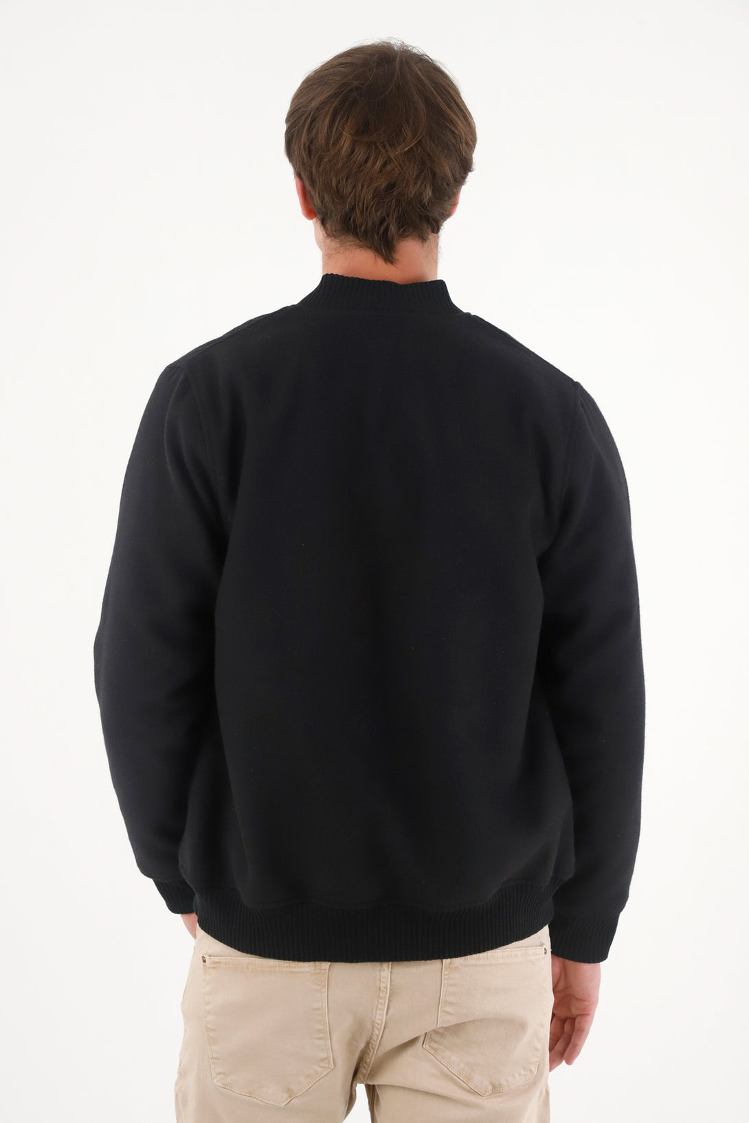 Chaqueta Bomber afelpada negra para hombre