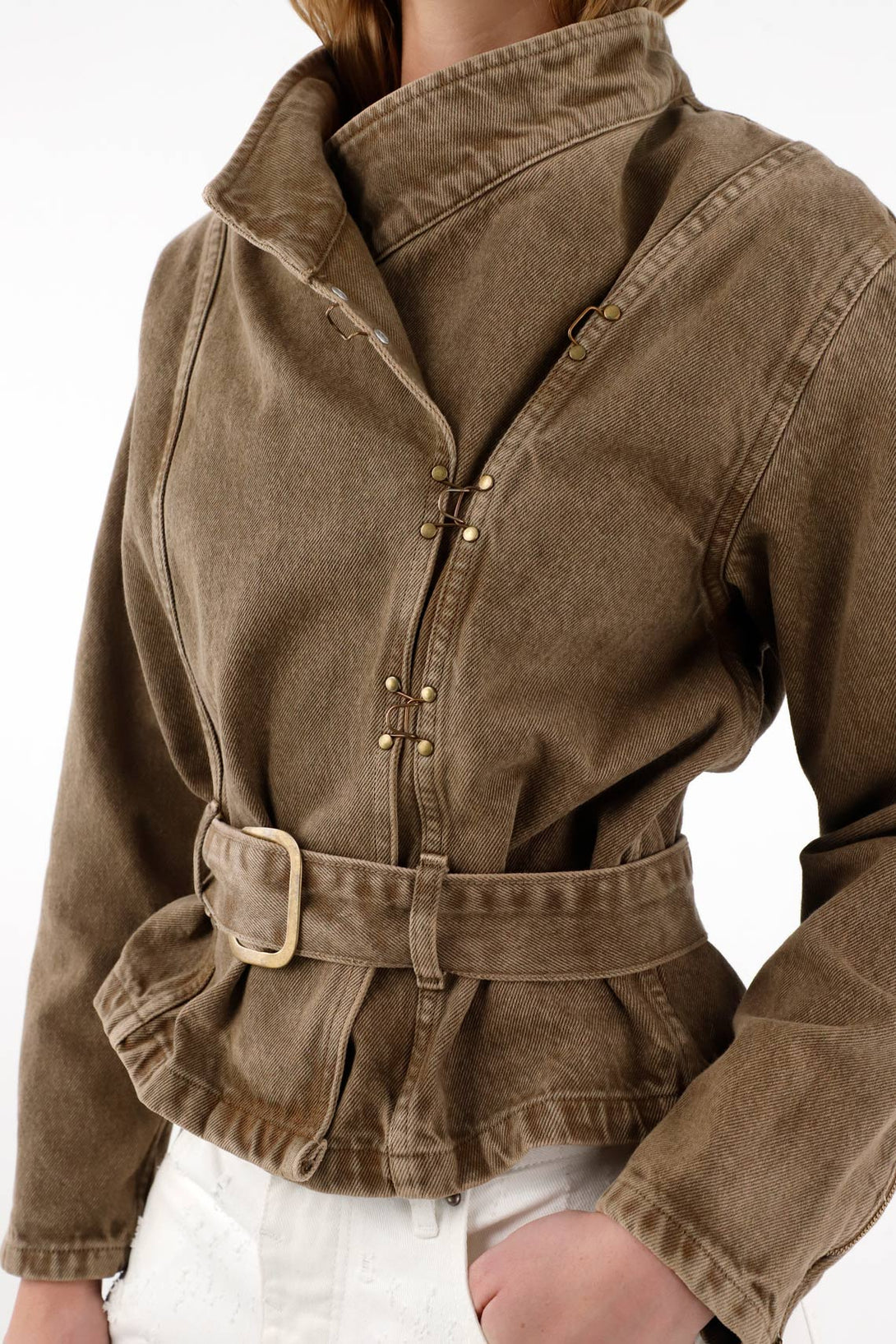 Vintage Brown Denim Coat for Women