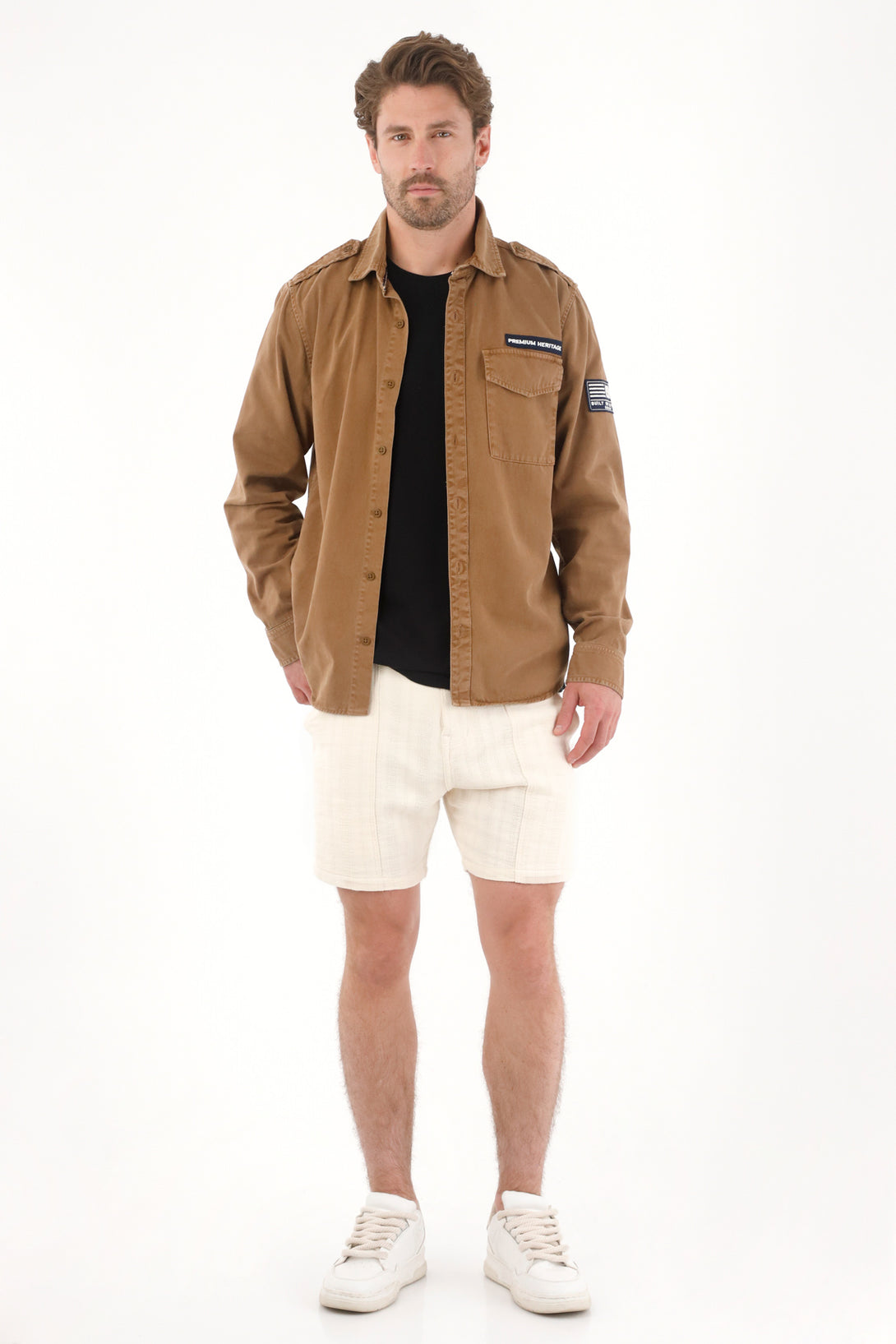 Lightweight Denim Jacket with Brown Accents for Men