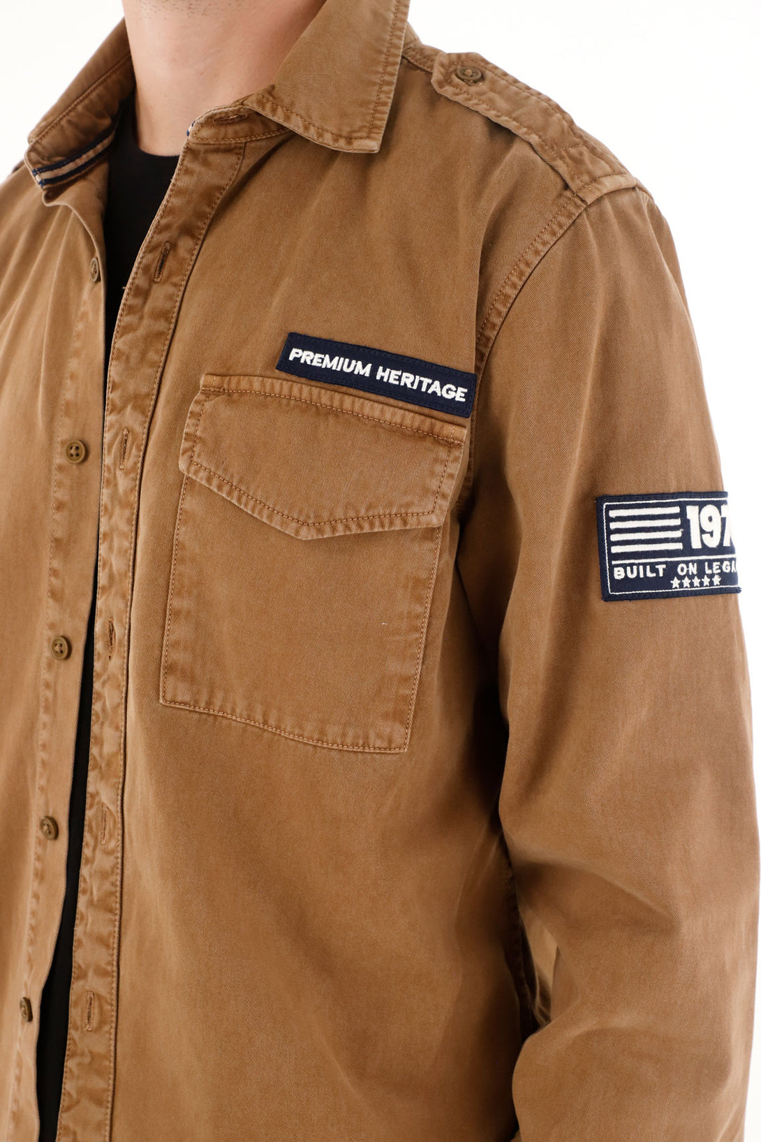 Lightweight Denim Jacket with Brown Accents for Men