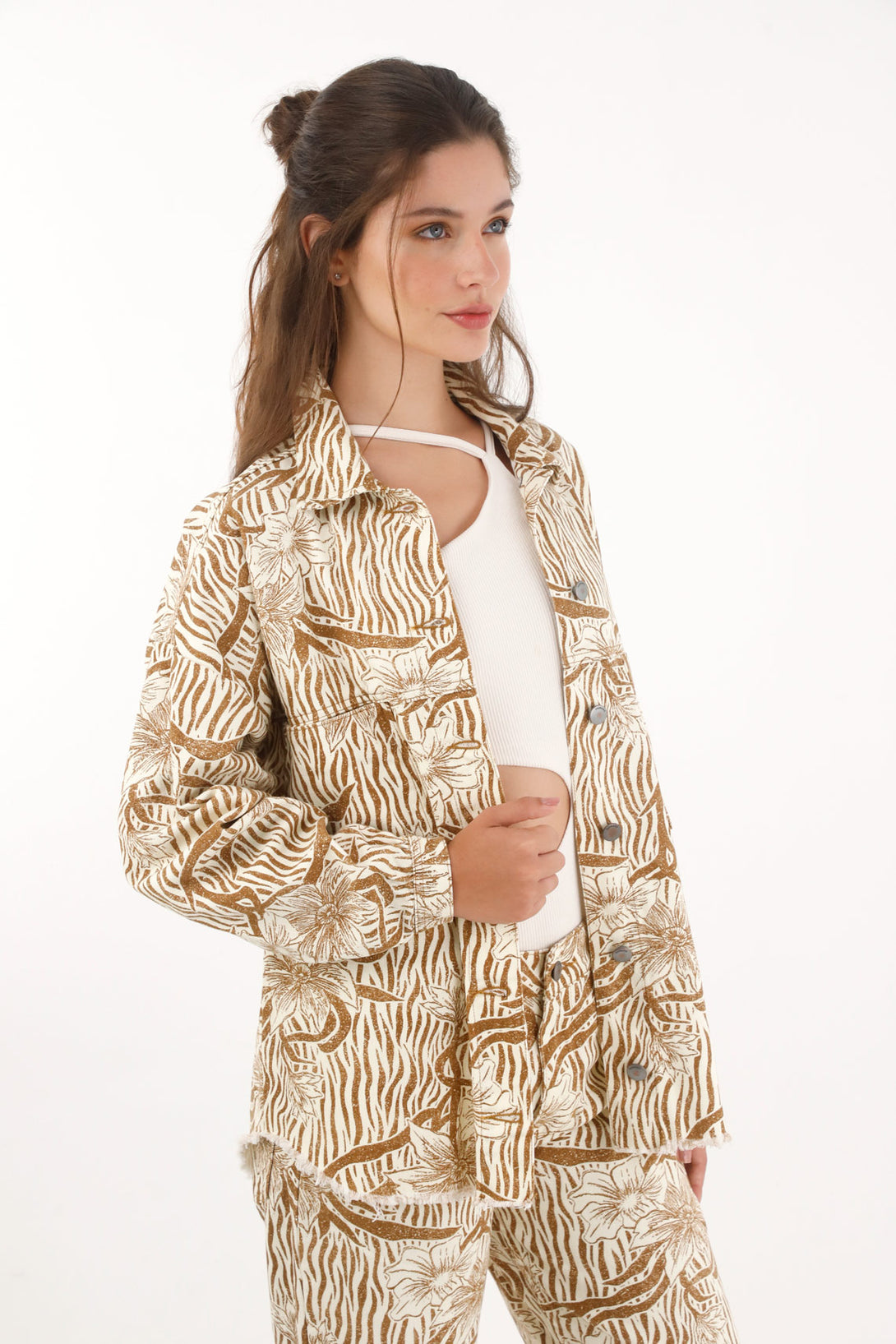 Floral Print Oversized Jacket for Women