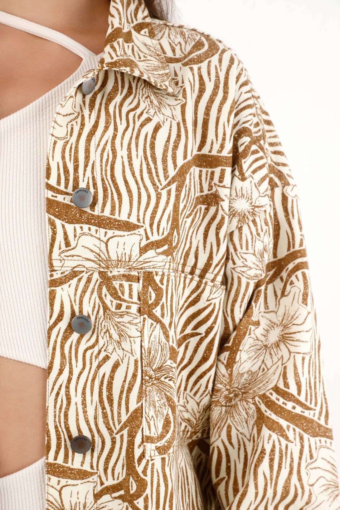 Floral Print Oversized Jacket for Women