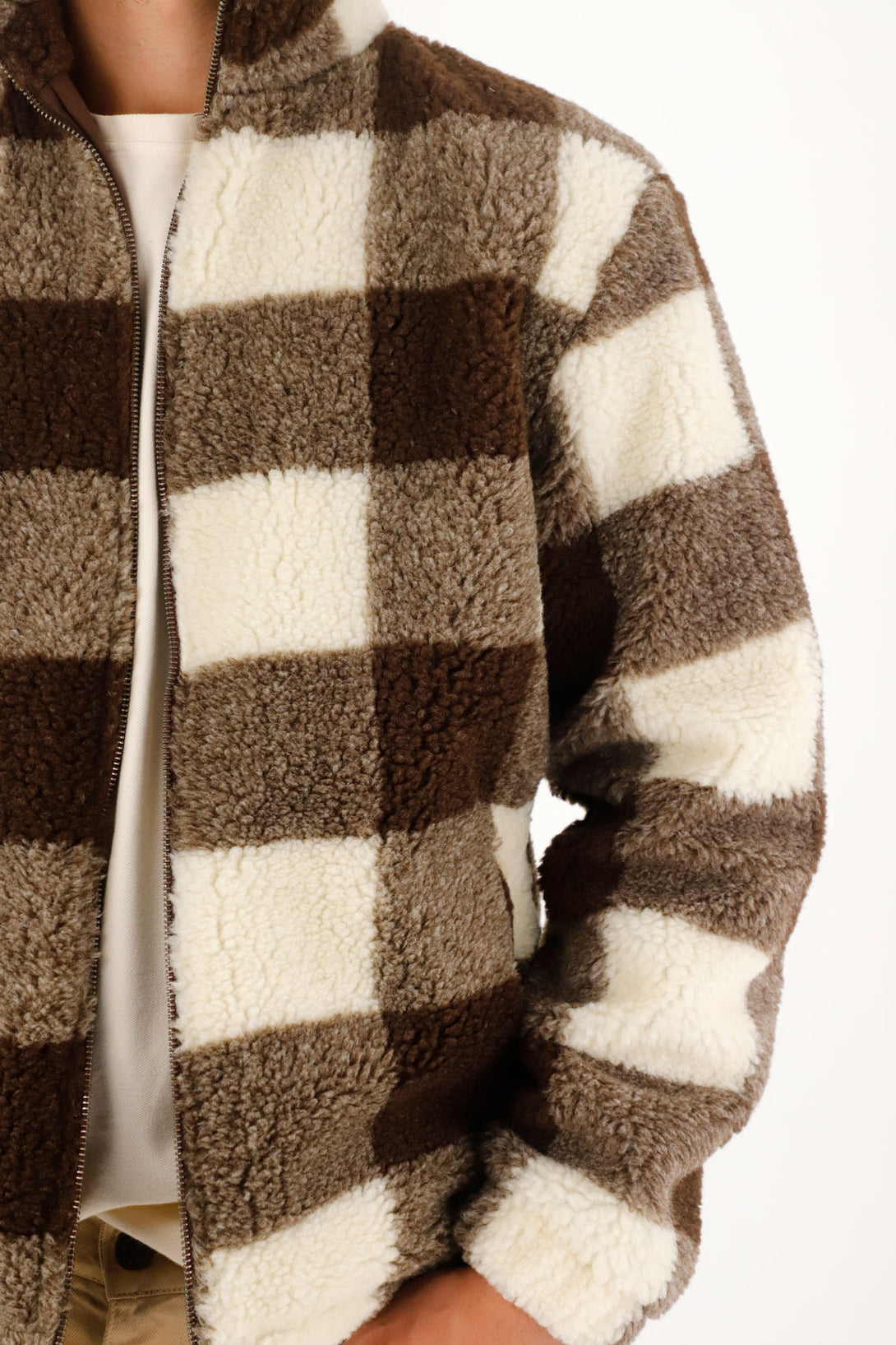 Shearling Jacket with Checkered Design for Men