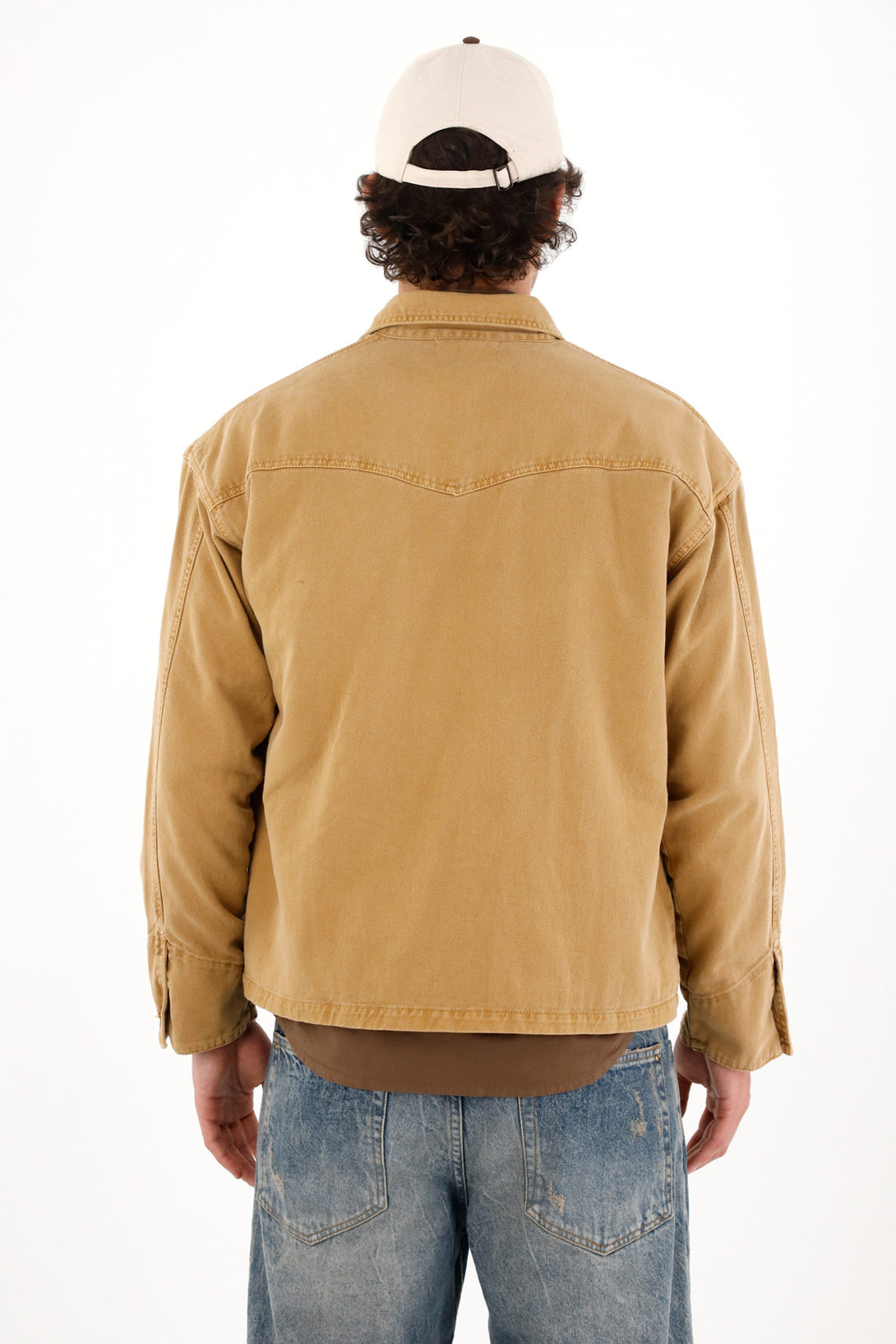 Chaqueta en bull denim café para hombre