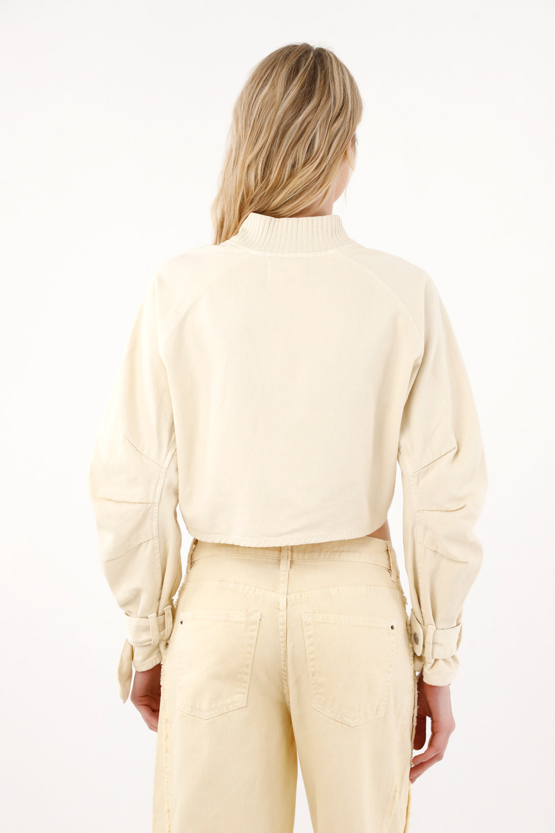 Women's Yellow Cropped Cross-Body Coat