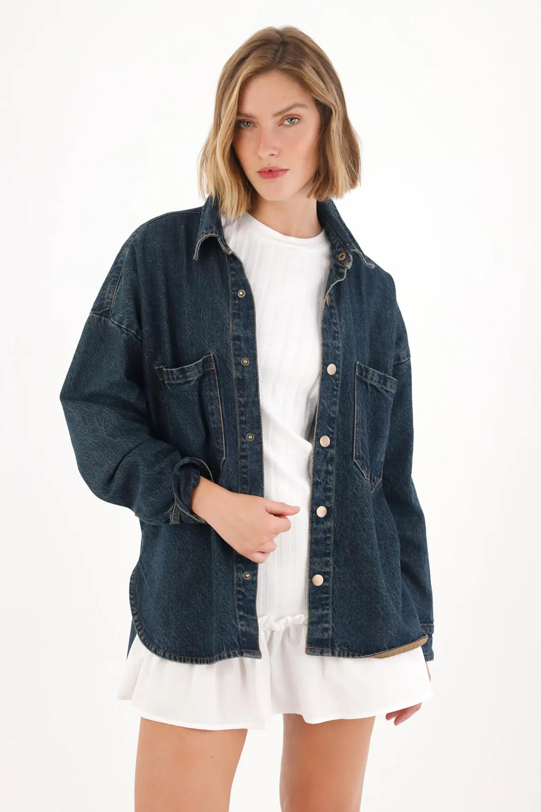 Oversized Blue Denim Jacket for Women