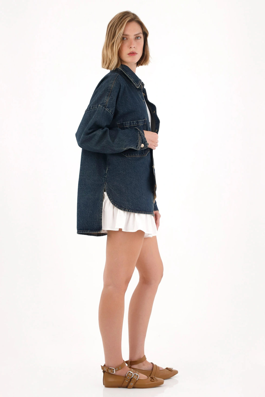 Oversized Blue Denim Jacket for Women