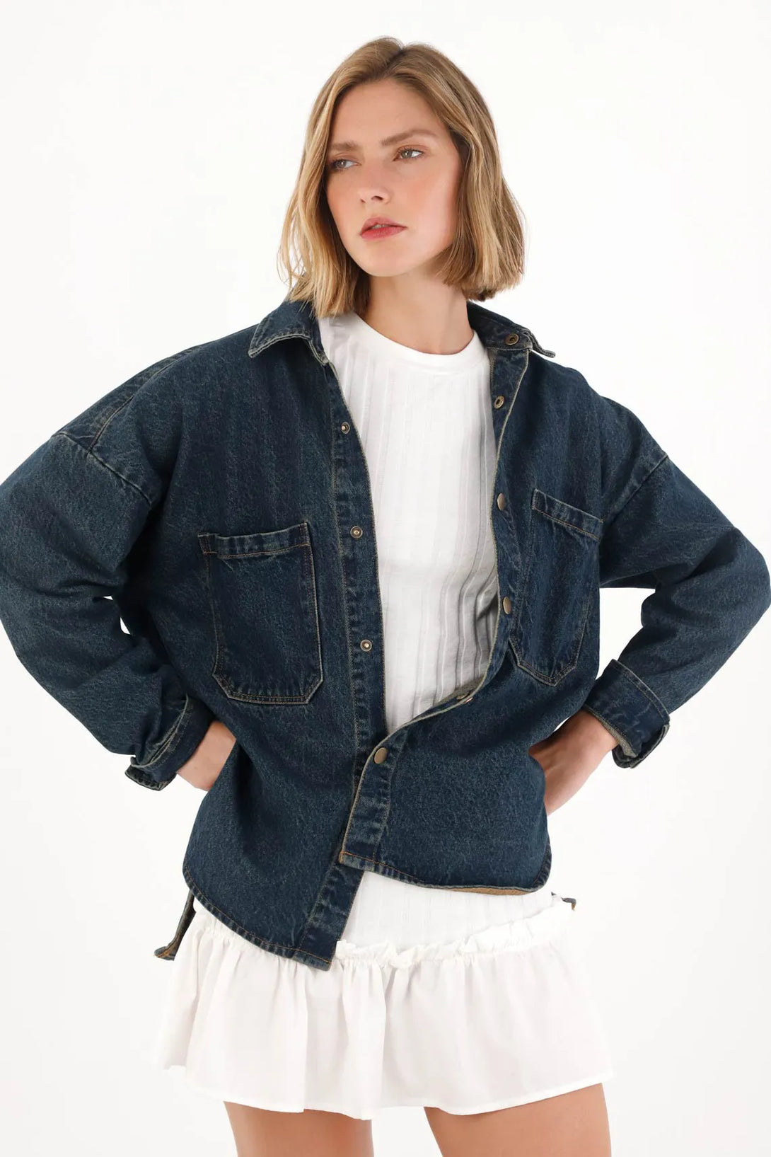 Oversized Blue Denim Jacket for Women