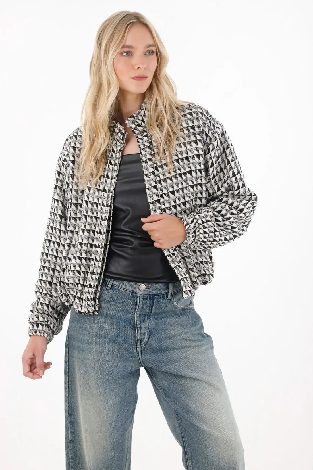 High Neck Bomber Jacket for Women