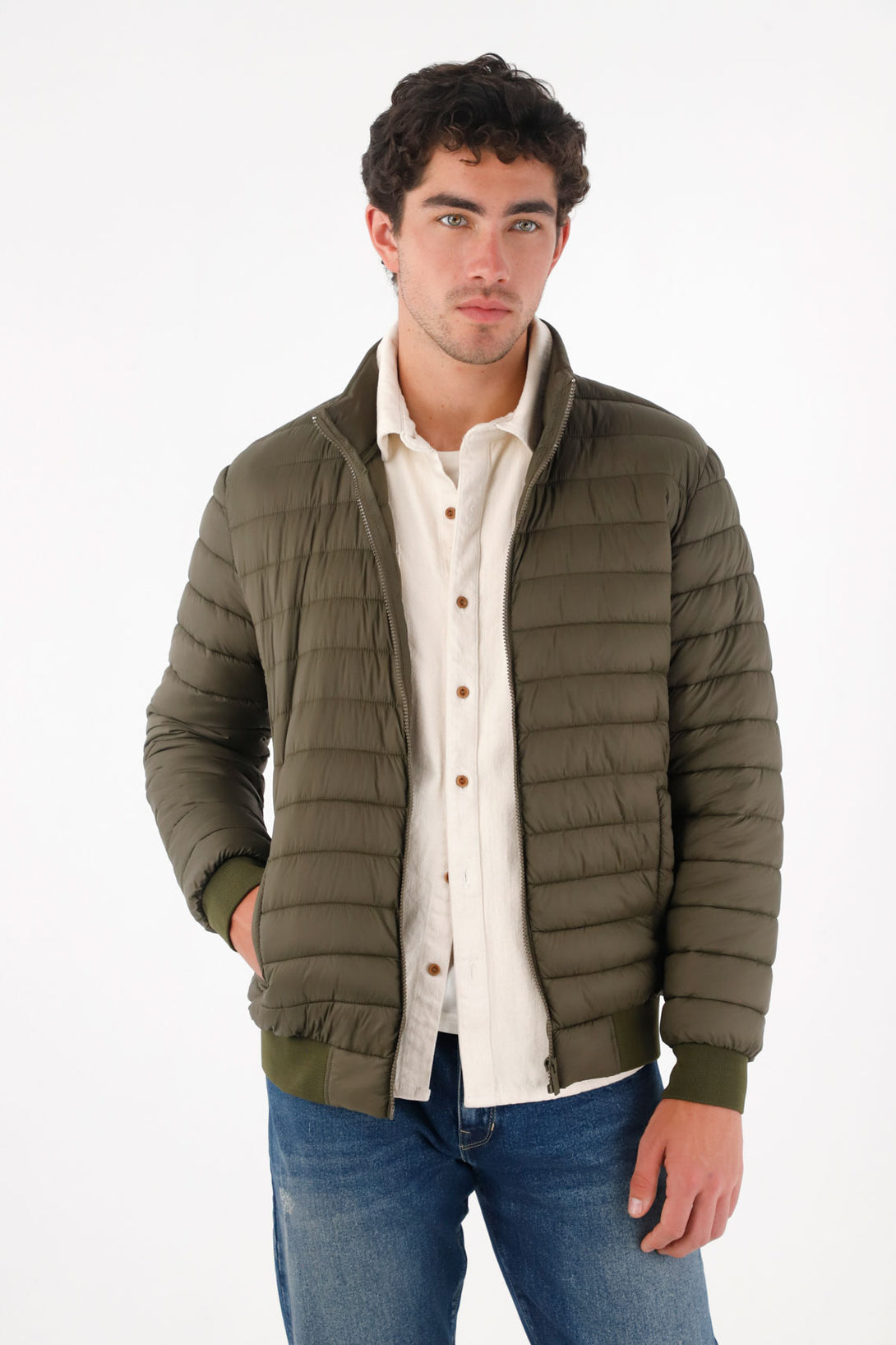 Chaqueta acolchada verde para hombre