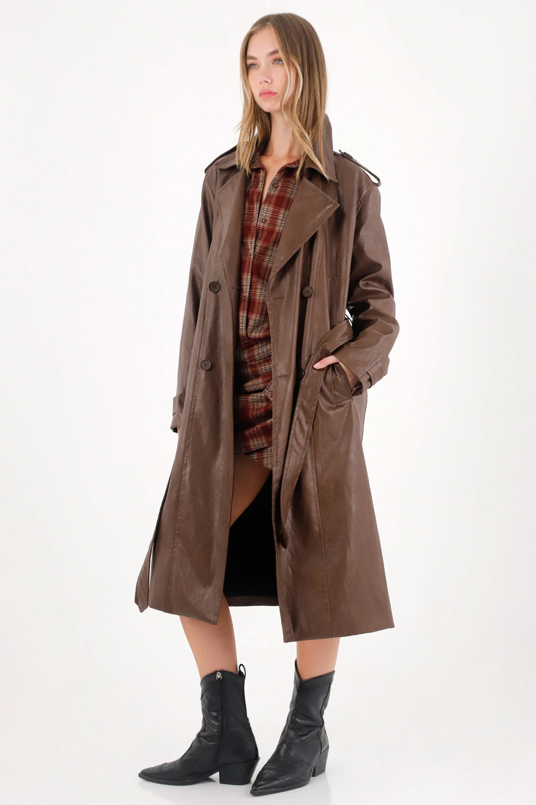 Long Belted Brown Jacket for Women