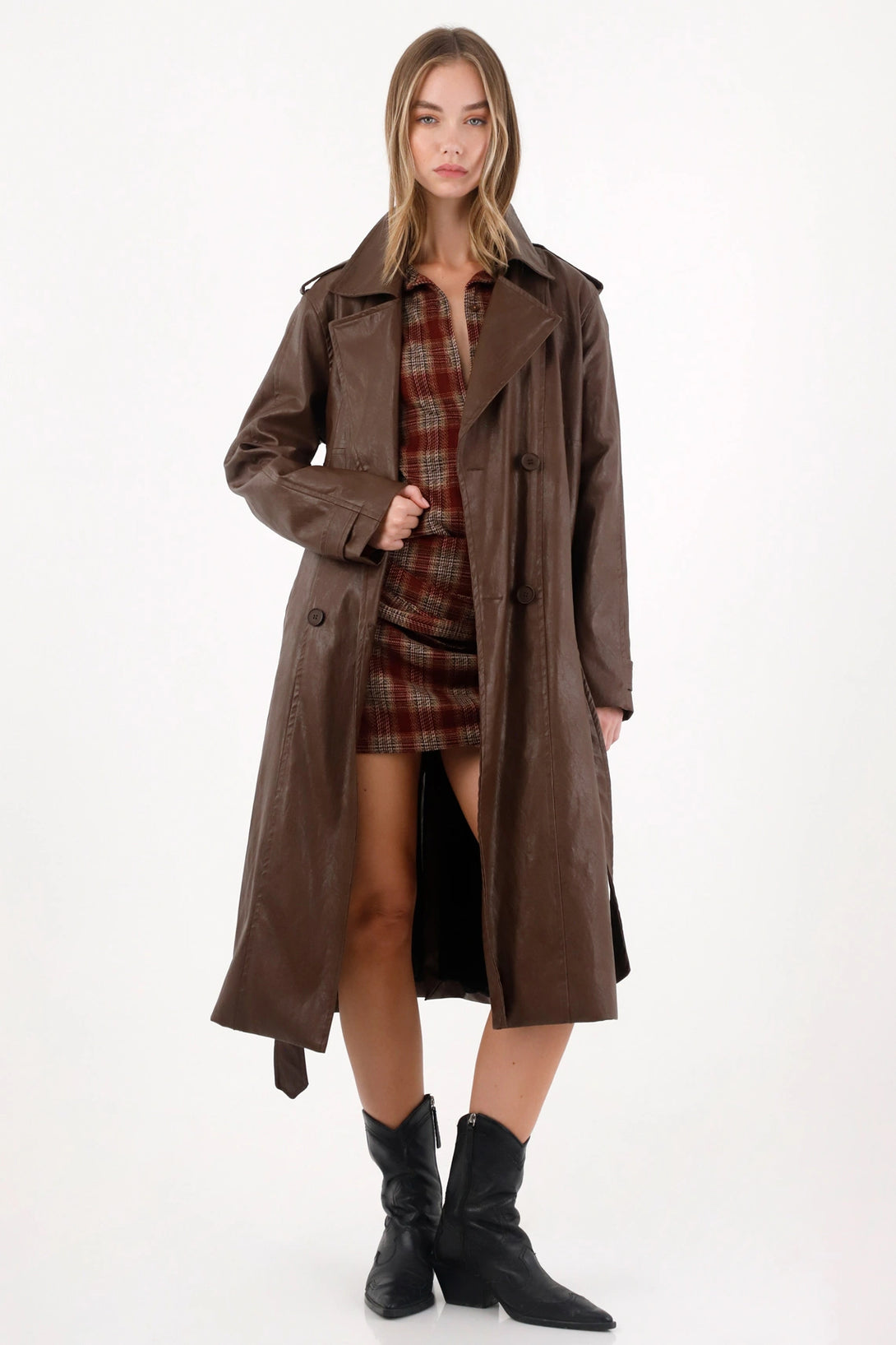 Long Belted Brown Jacket for Women