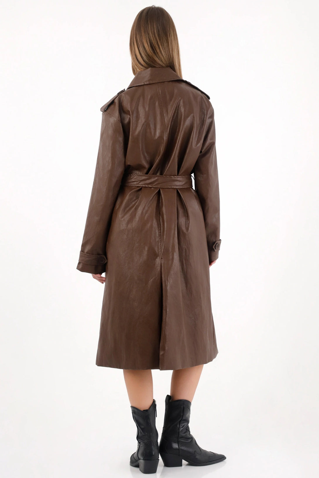 Long Belted Brown Jacket for Women