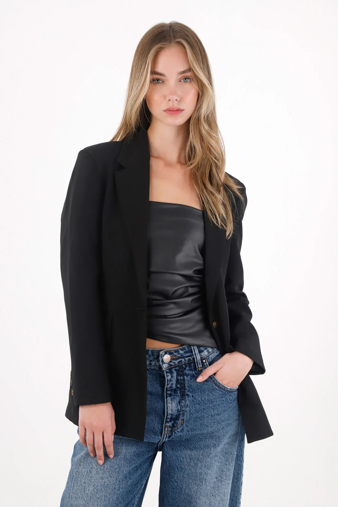 Black Belted Blazer for Women