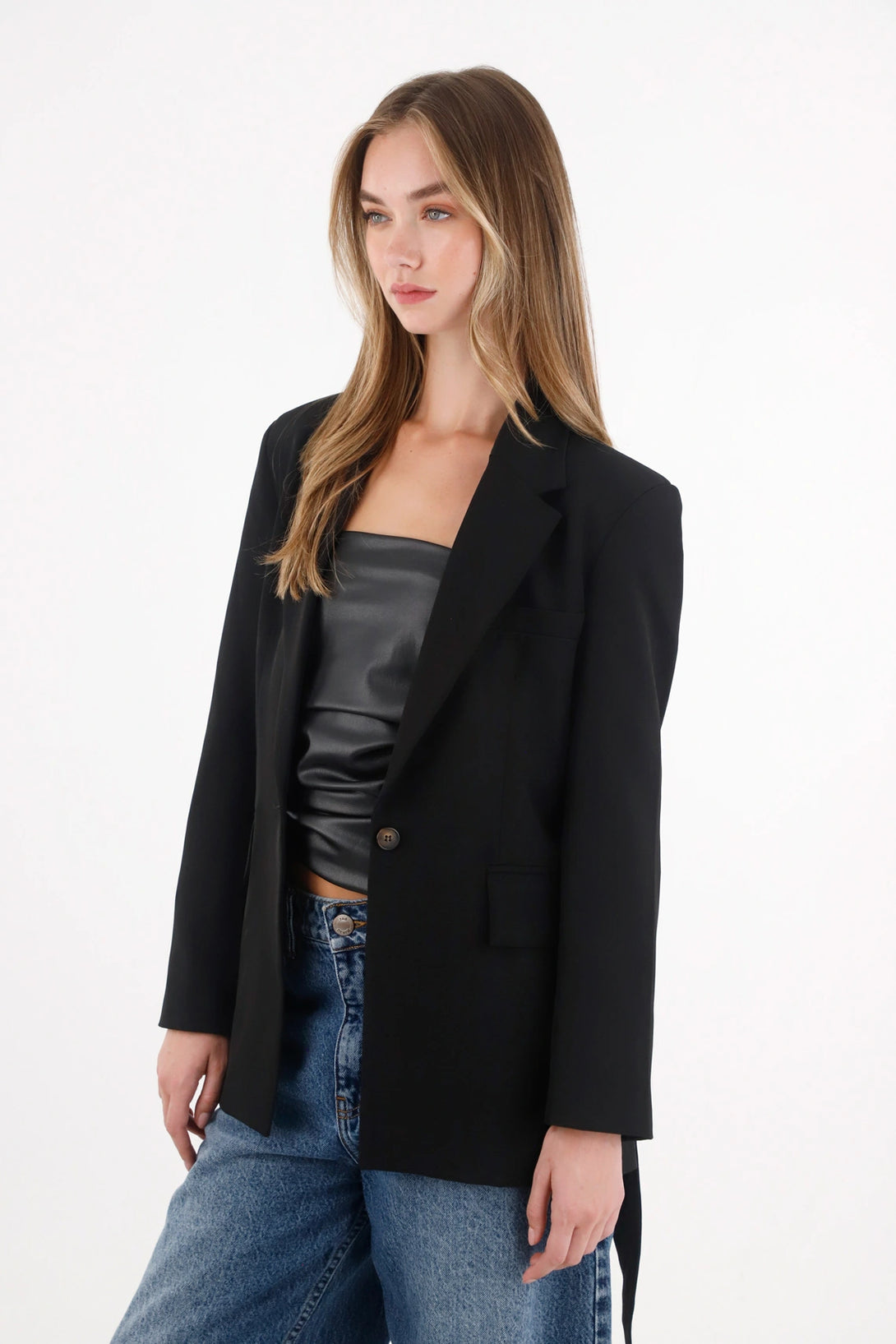 Black Belted Blazer for Women