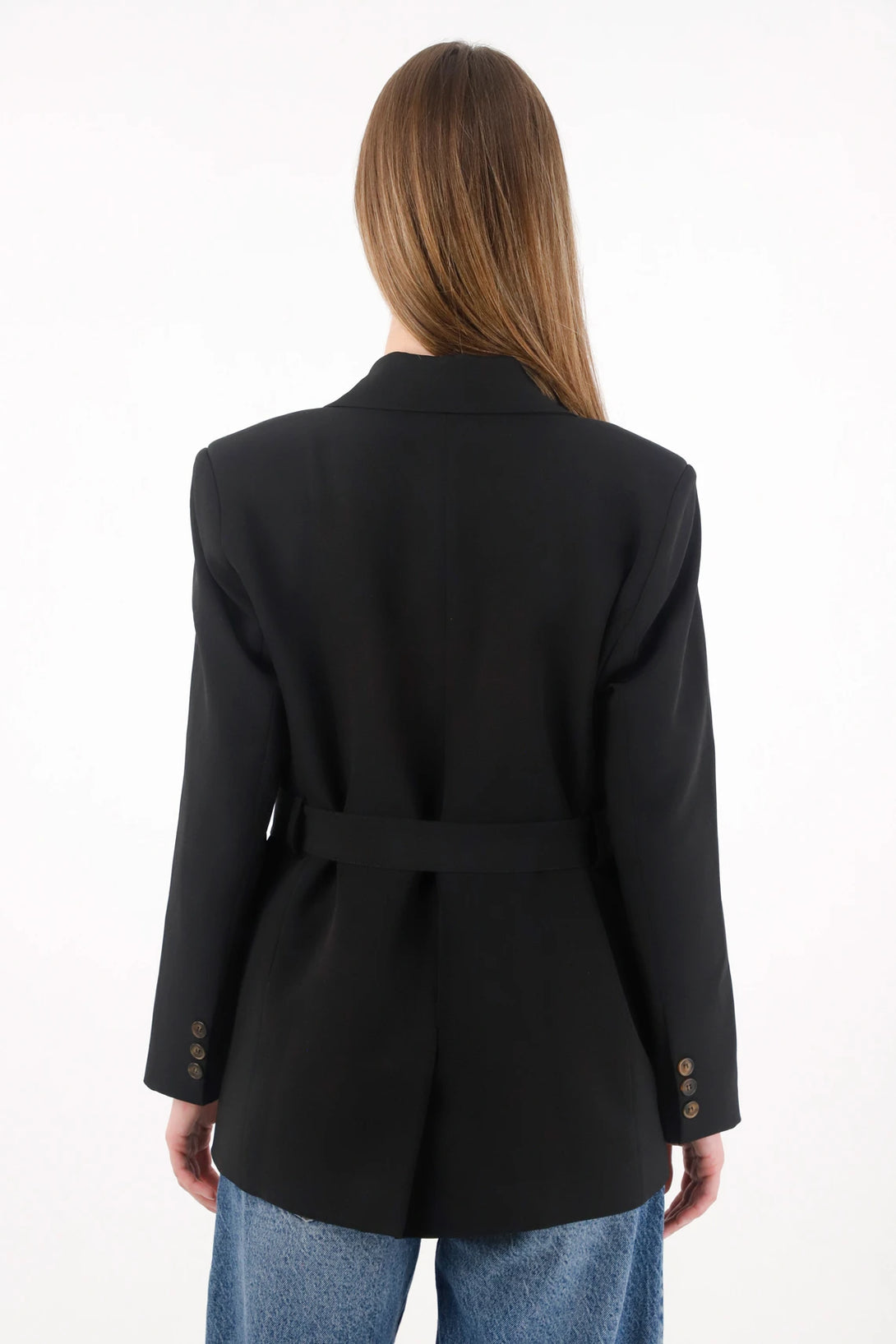 Black Belted Blazer for Women