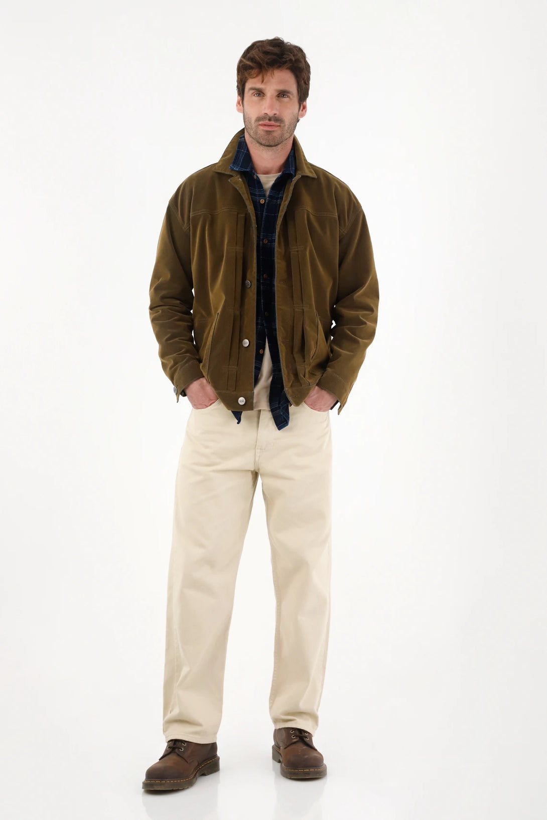 Brown Velvet Denim Jacket for Men