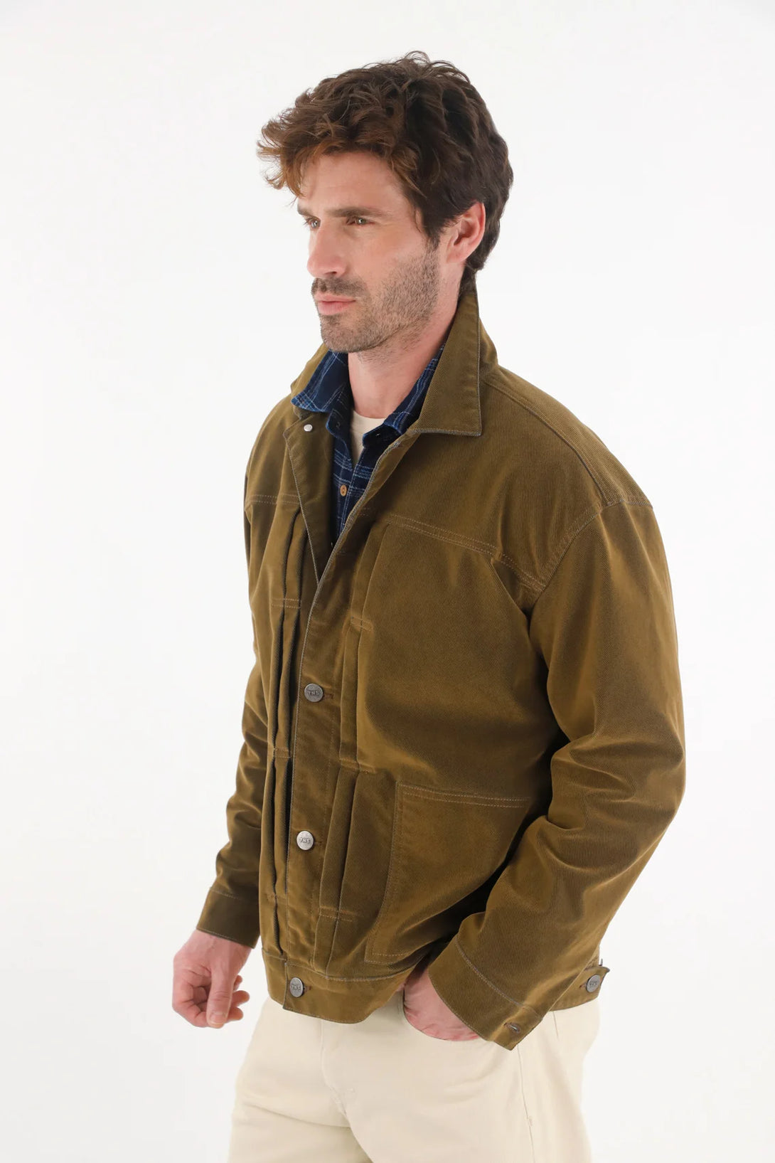 Brown Velvet Denim Jacket for Men